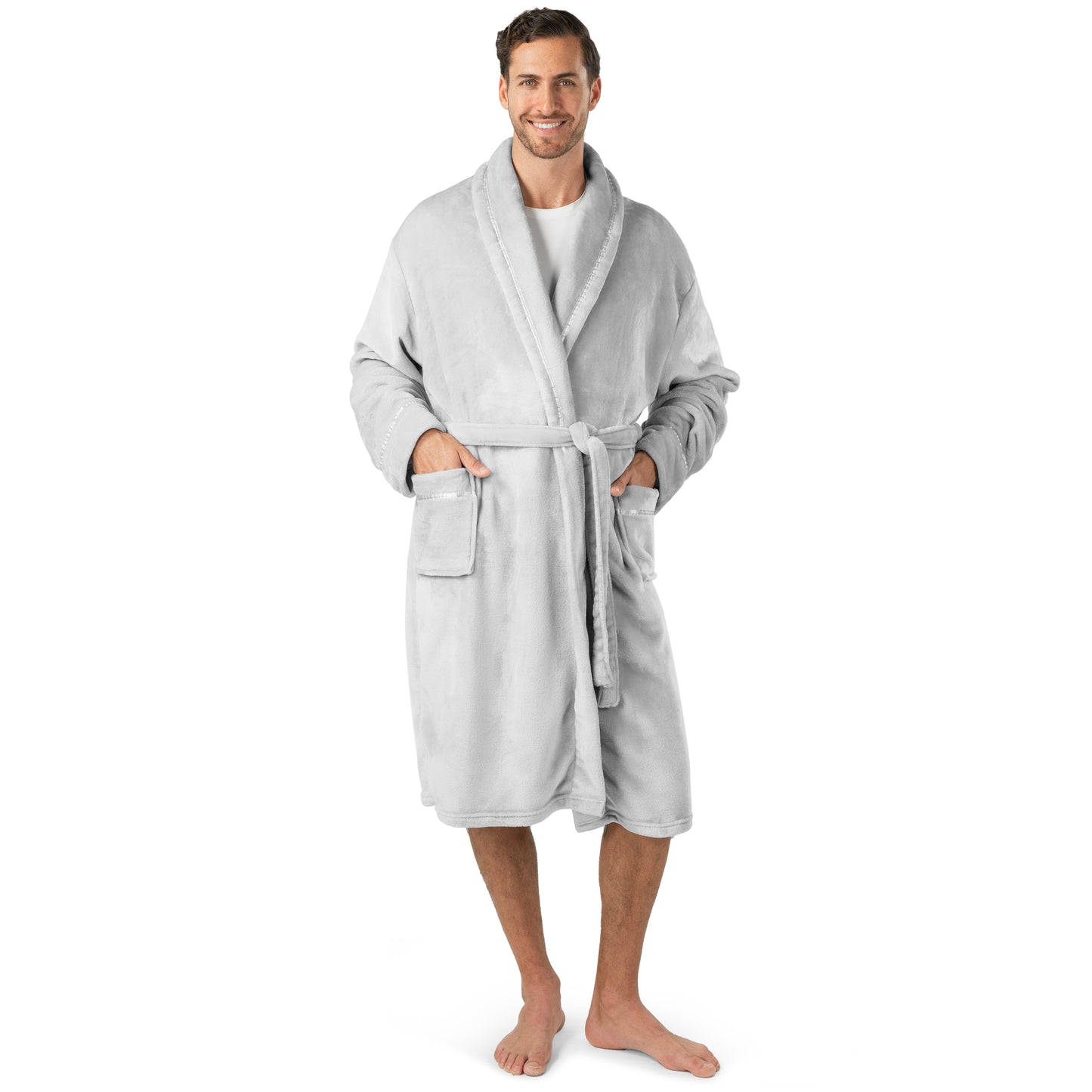 Men's Satin Trim Fleece Robe