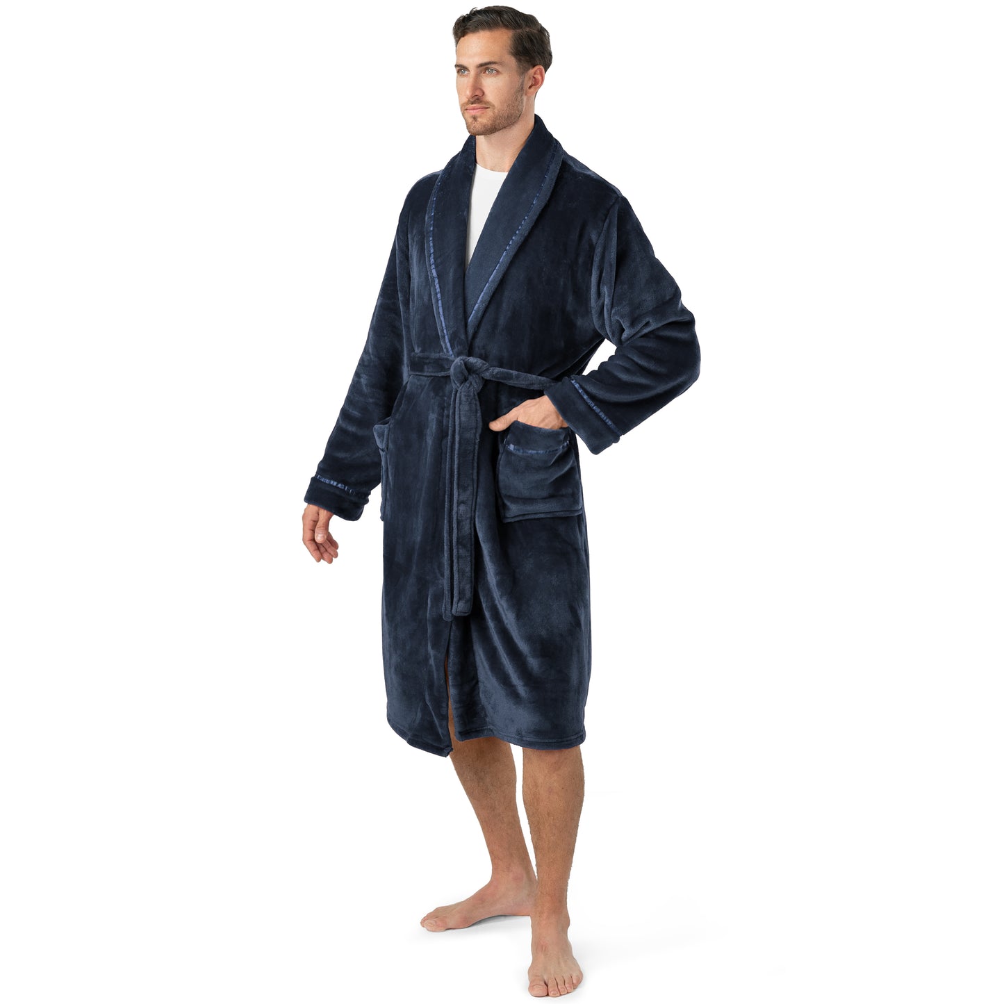 Men's Satin Trim Fleece Robe