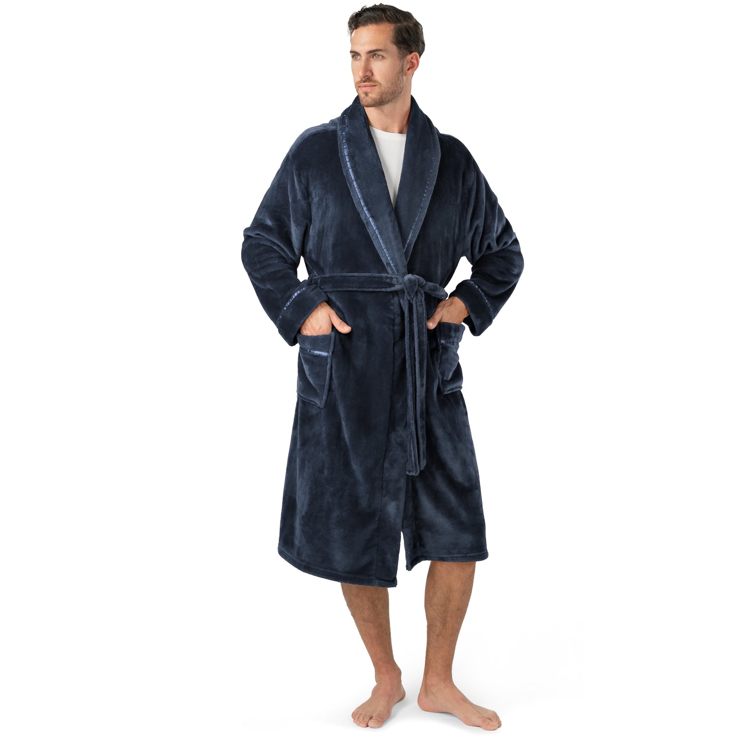Men's Satin Trim Fleece Robe