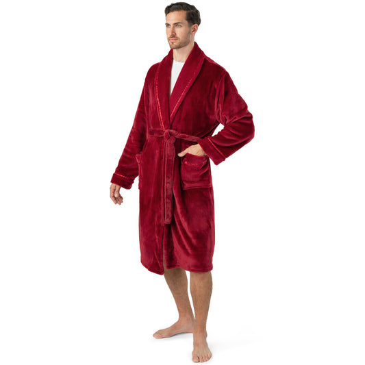 Men's Satin Trim Fleece Robe