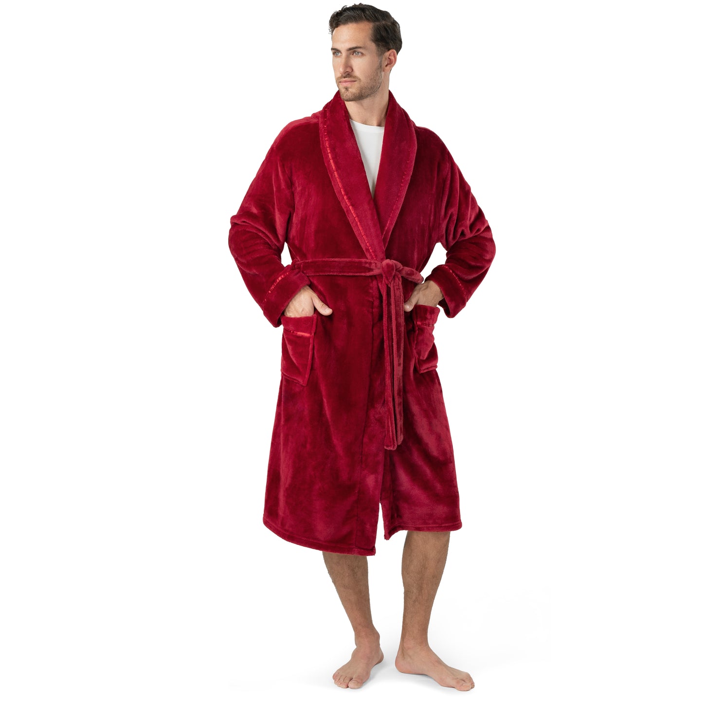 Men's Satin Trim Fleece Robe