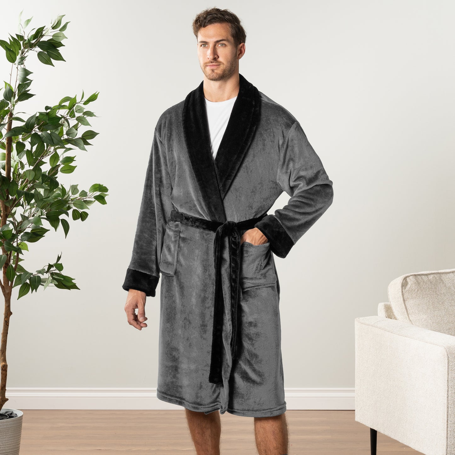 Men's Two-Tone Fleece Robe