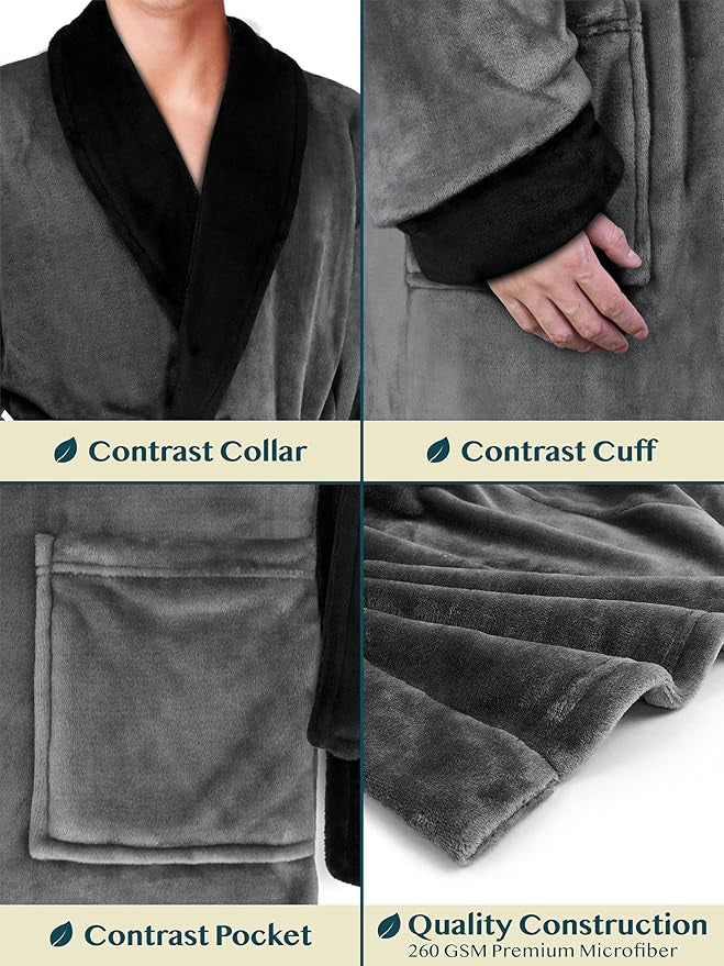Men's Two-Tone Fleece Robe