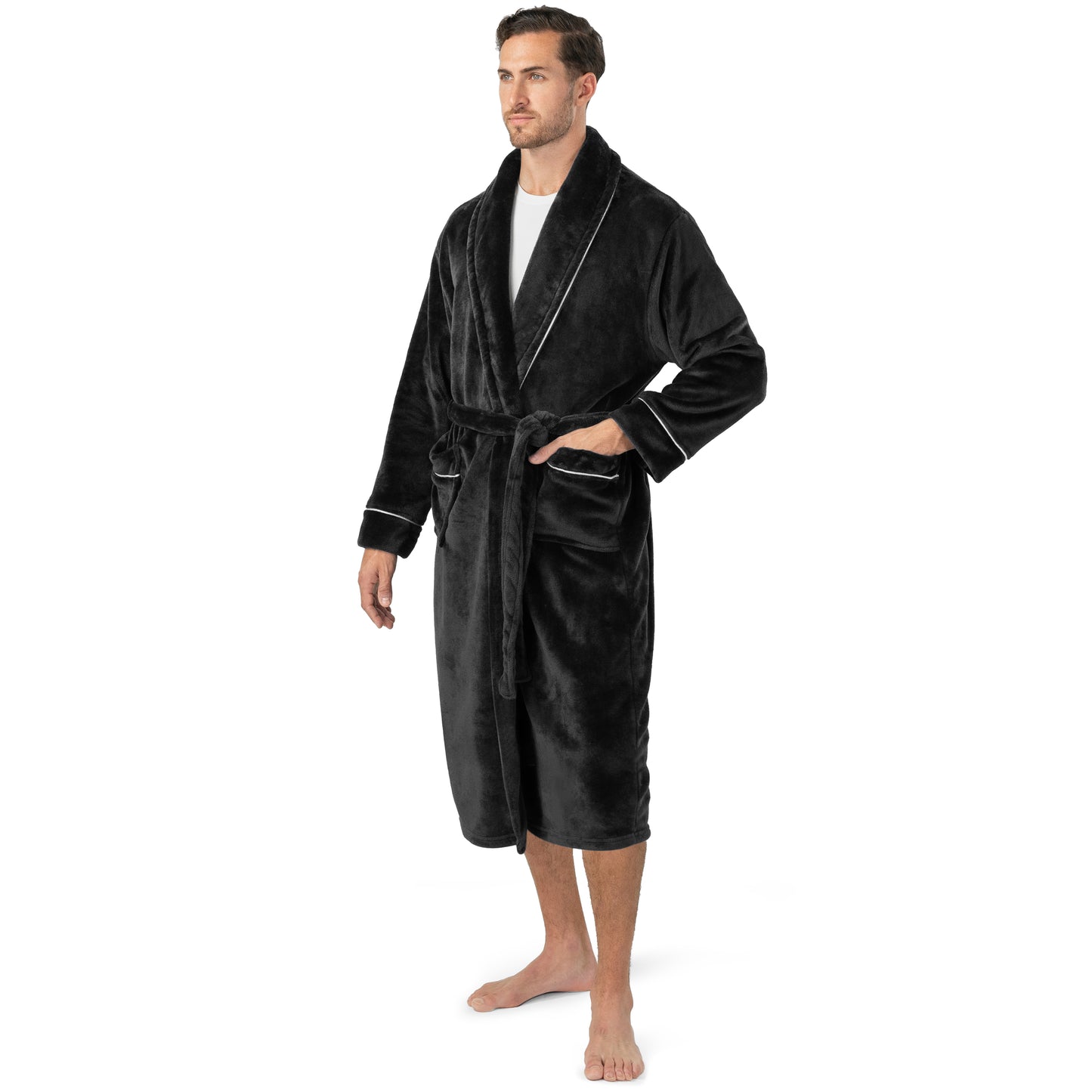 Men's Piping Fleece Robe