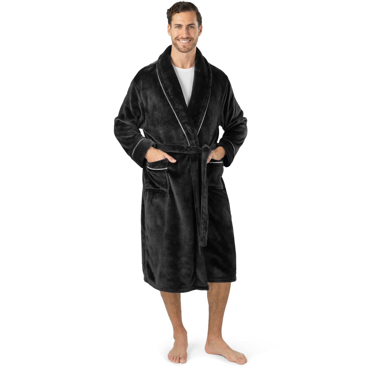 Men's Piping Fleece Robe