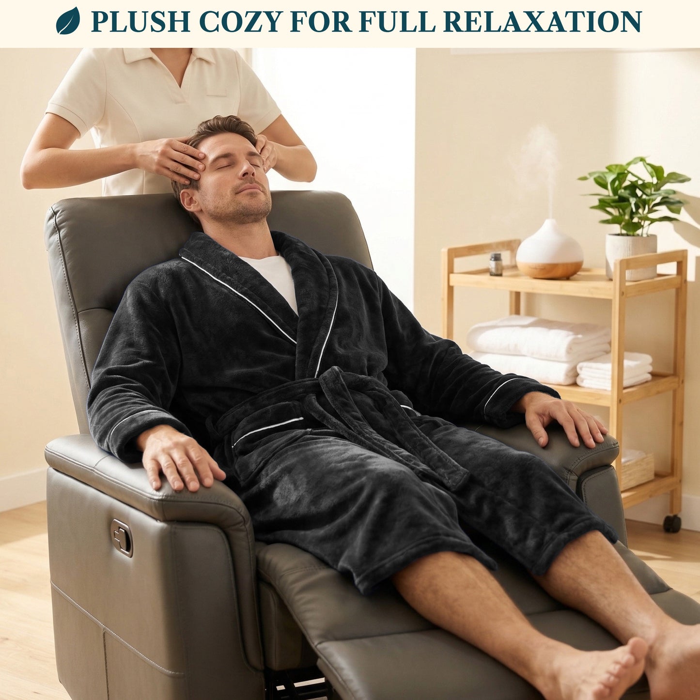 Men's Piping Fleece Robe