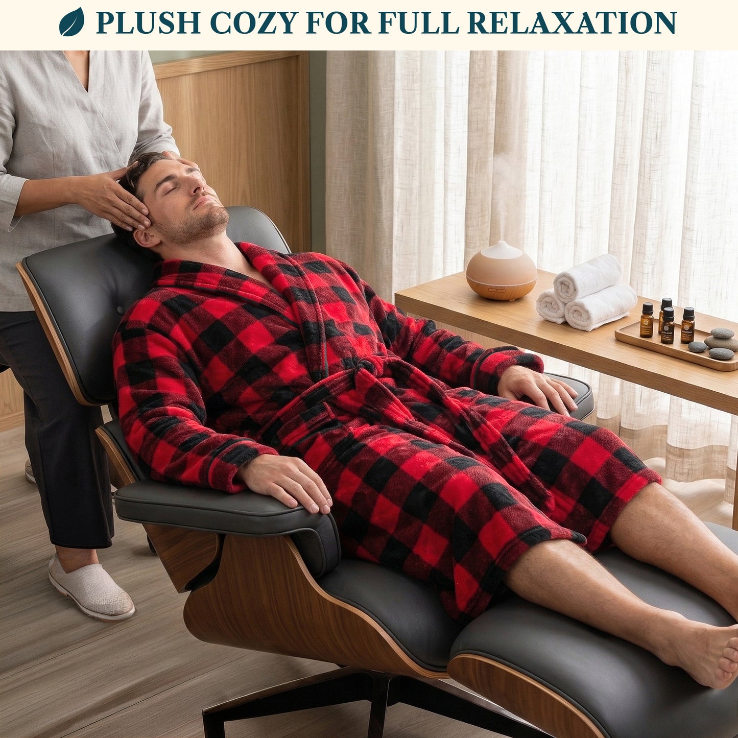 Men's Piping Fleece Robe