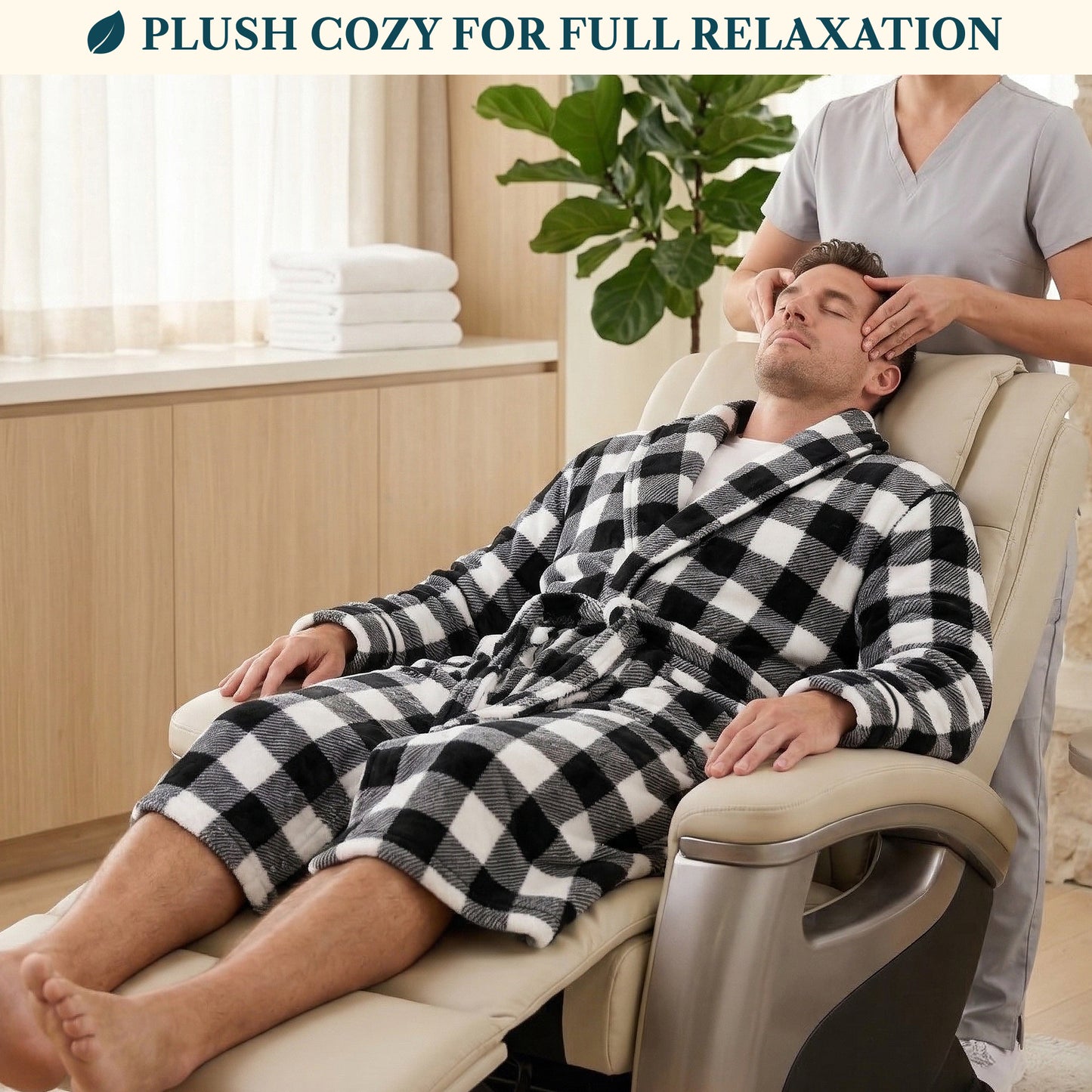 Men's Piping Fleece Robe