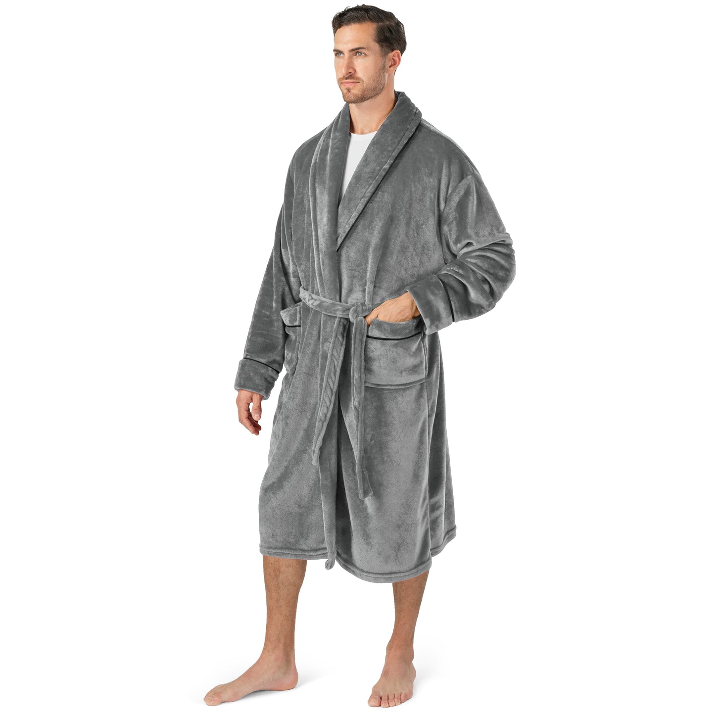 Men's Piping Fleece Robe