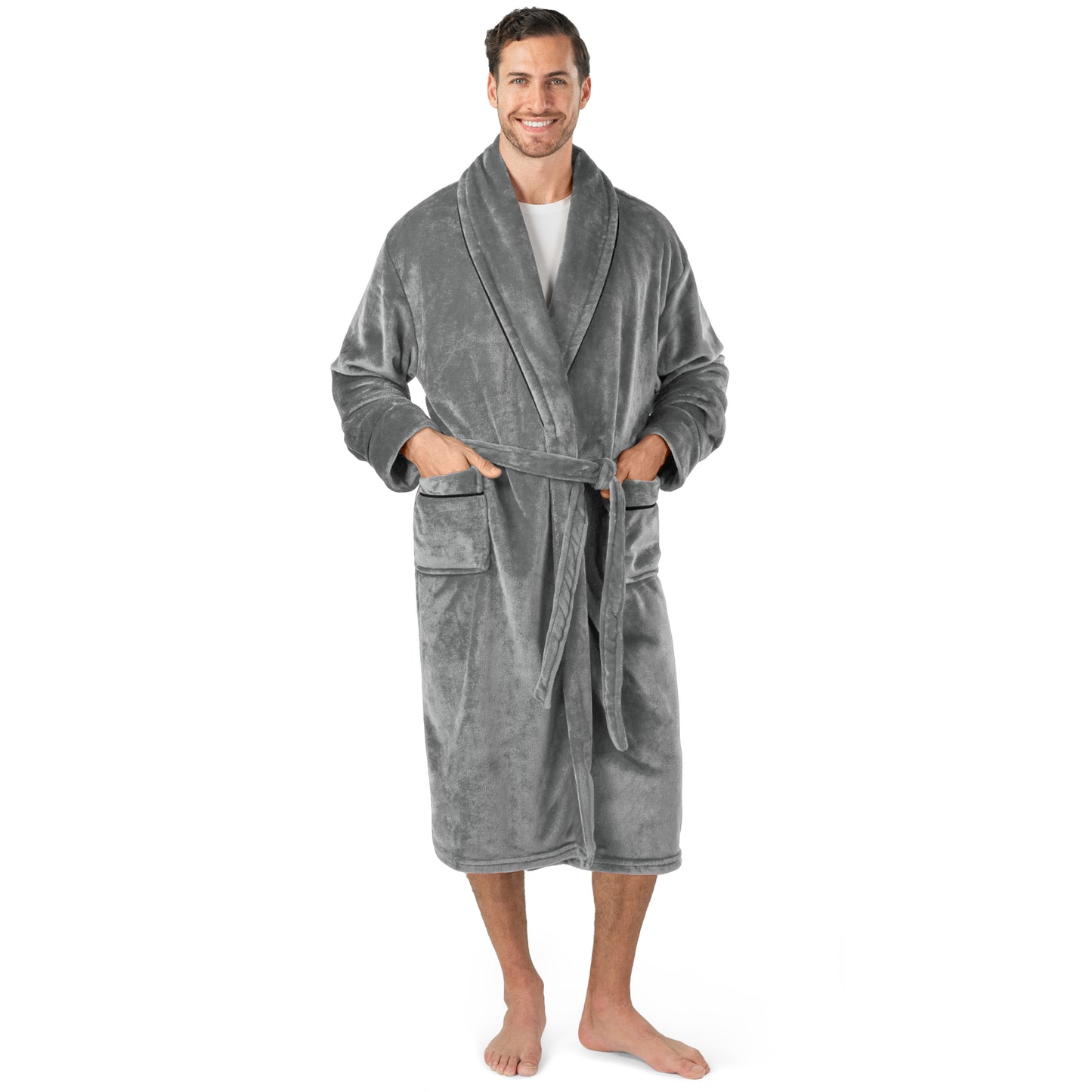 Men's Piping Fleece Robe