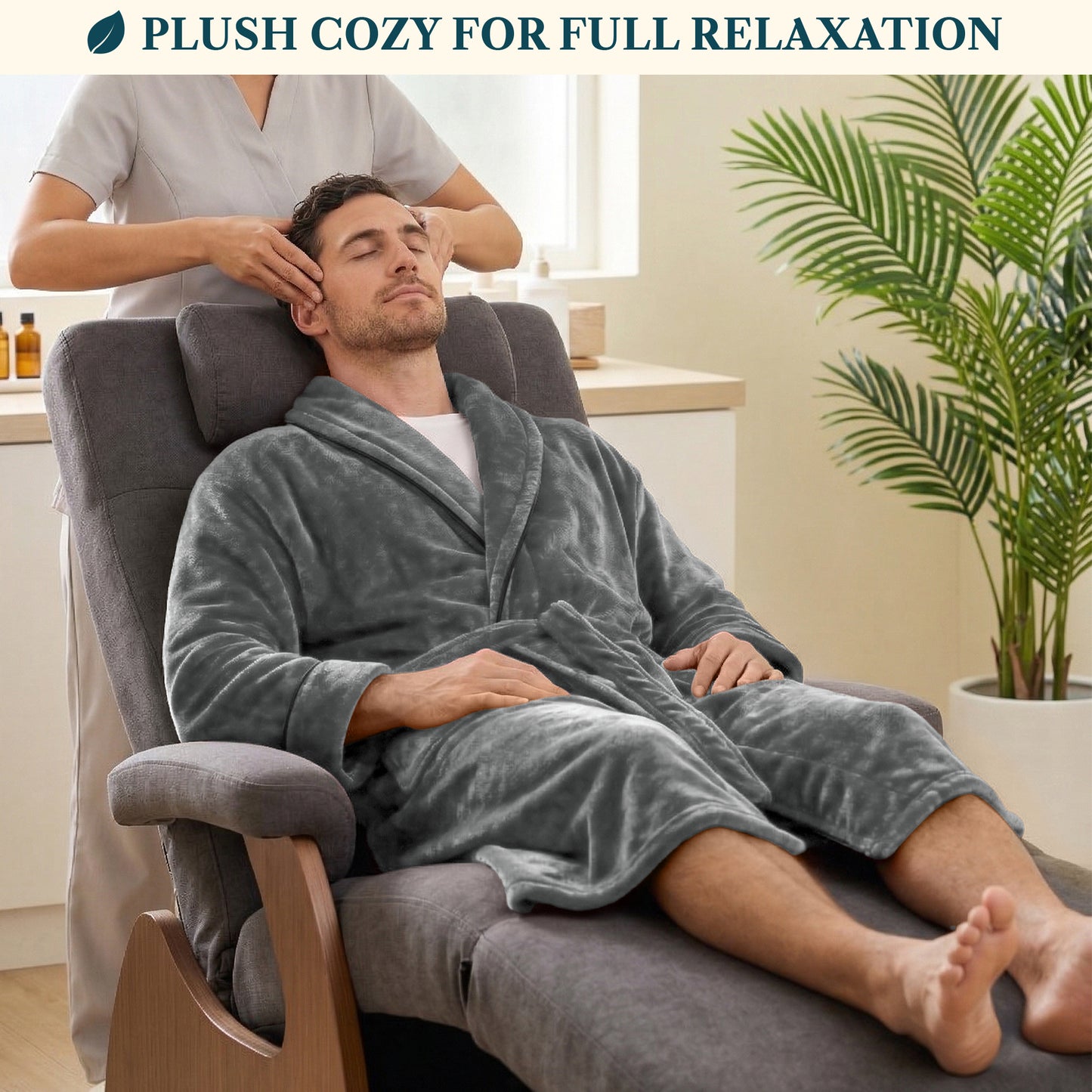 Men's Piping Fleece Robe