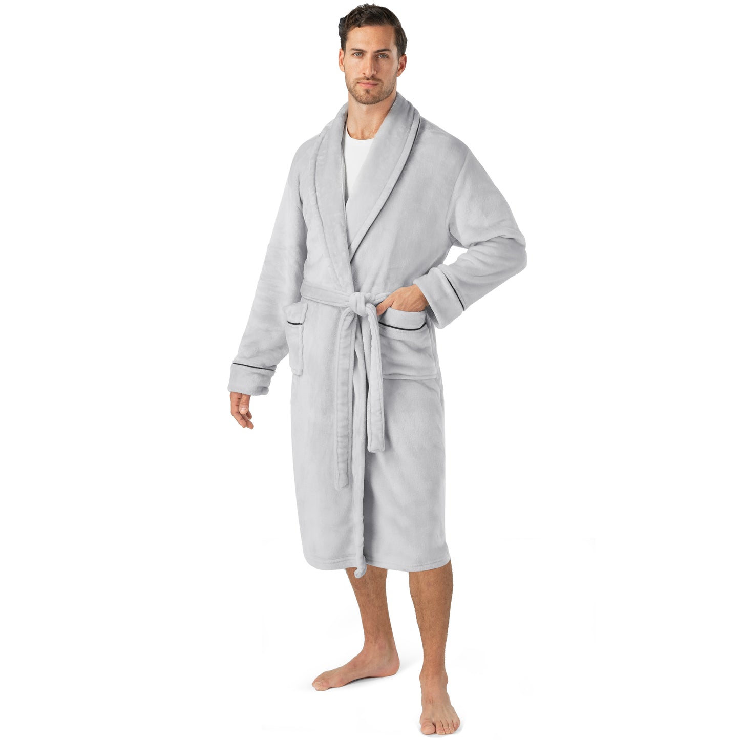 Men's Piping Fleece Robe