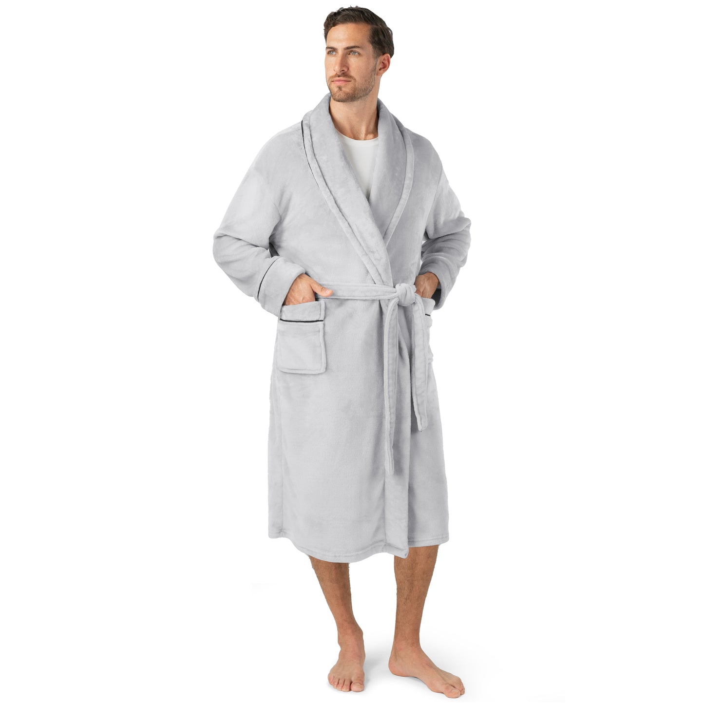 Men's Piping Fleece Robe