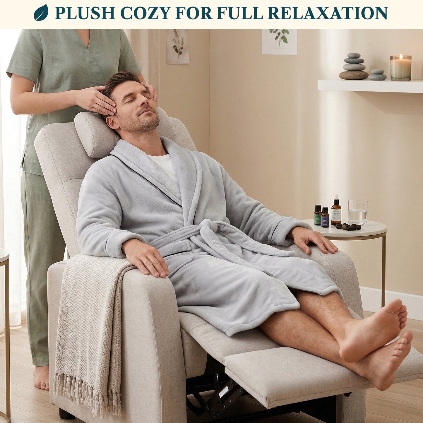 Men's Piping Fleece Robe