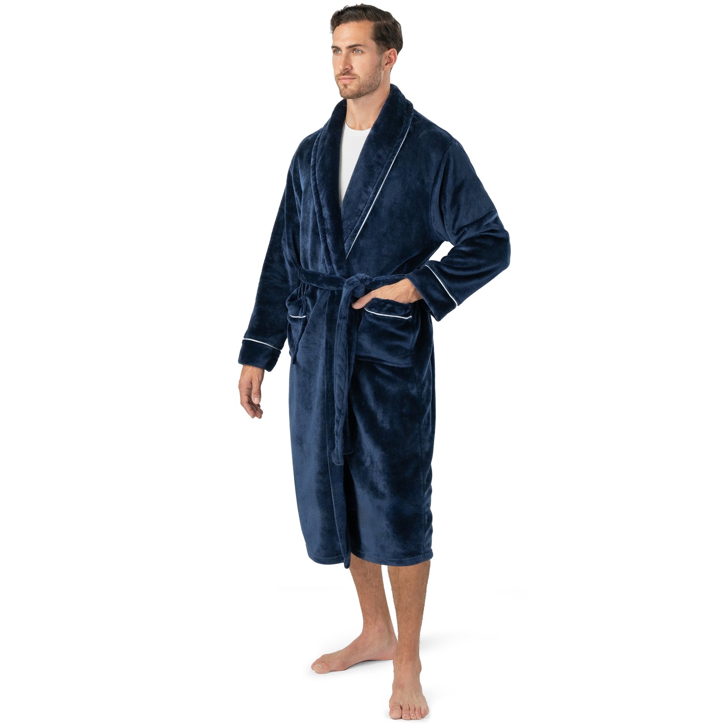 Men's Piping Fleece Robe
