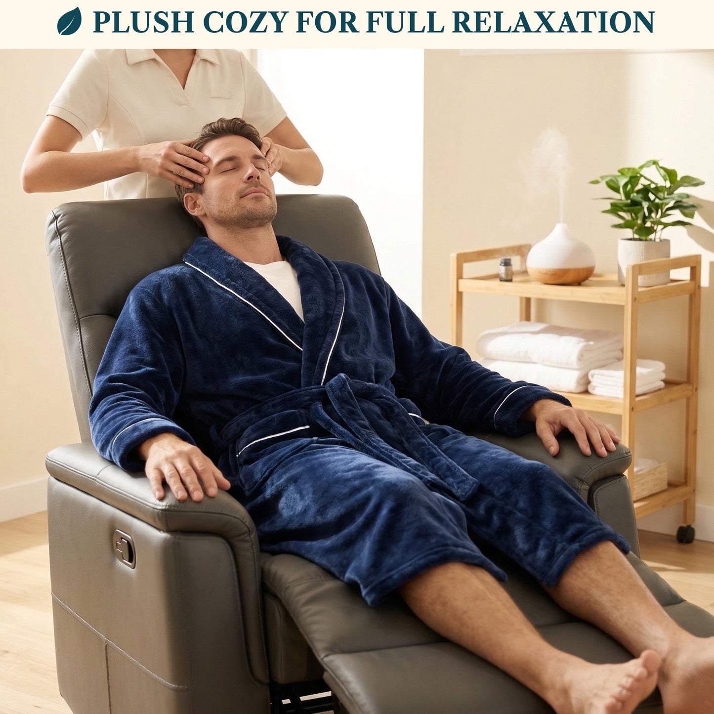 Men's Piping Fleece Robe