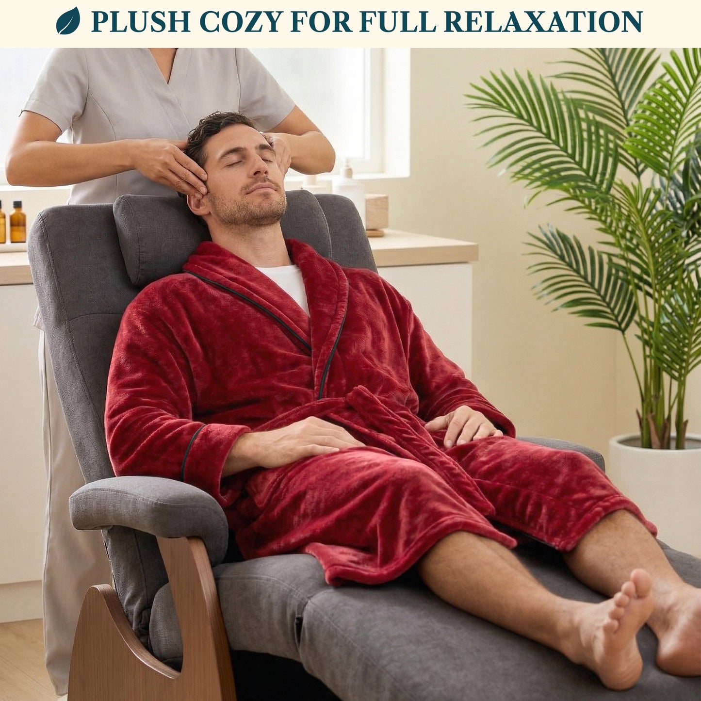 Men's Piping Fleece Robe