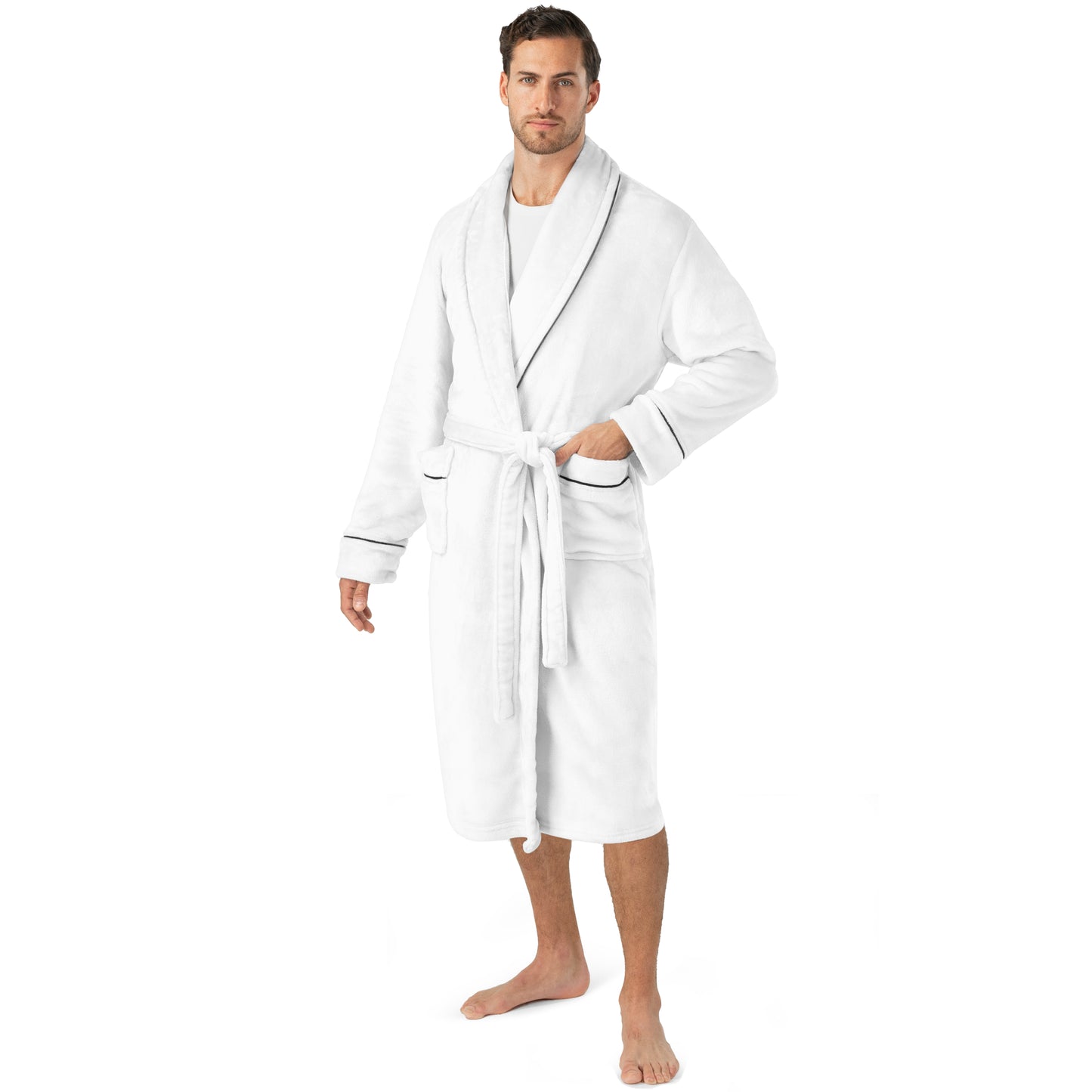 Men's Piping Fleece Robe