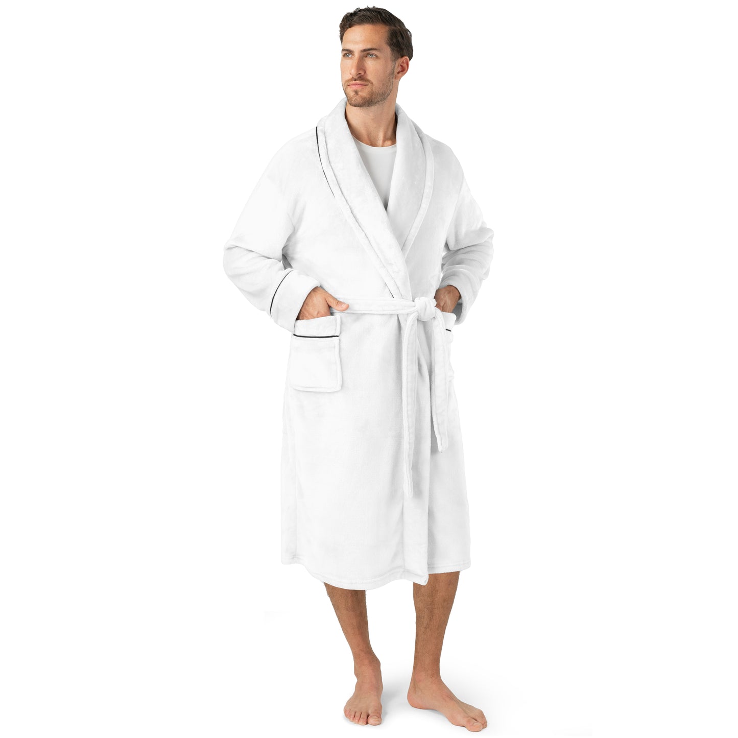 Men's Piping Fleece Robe