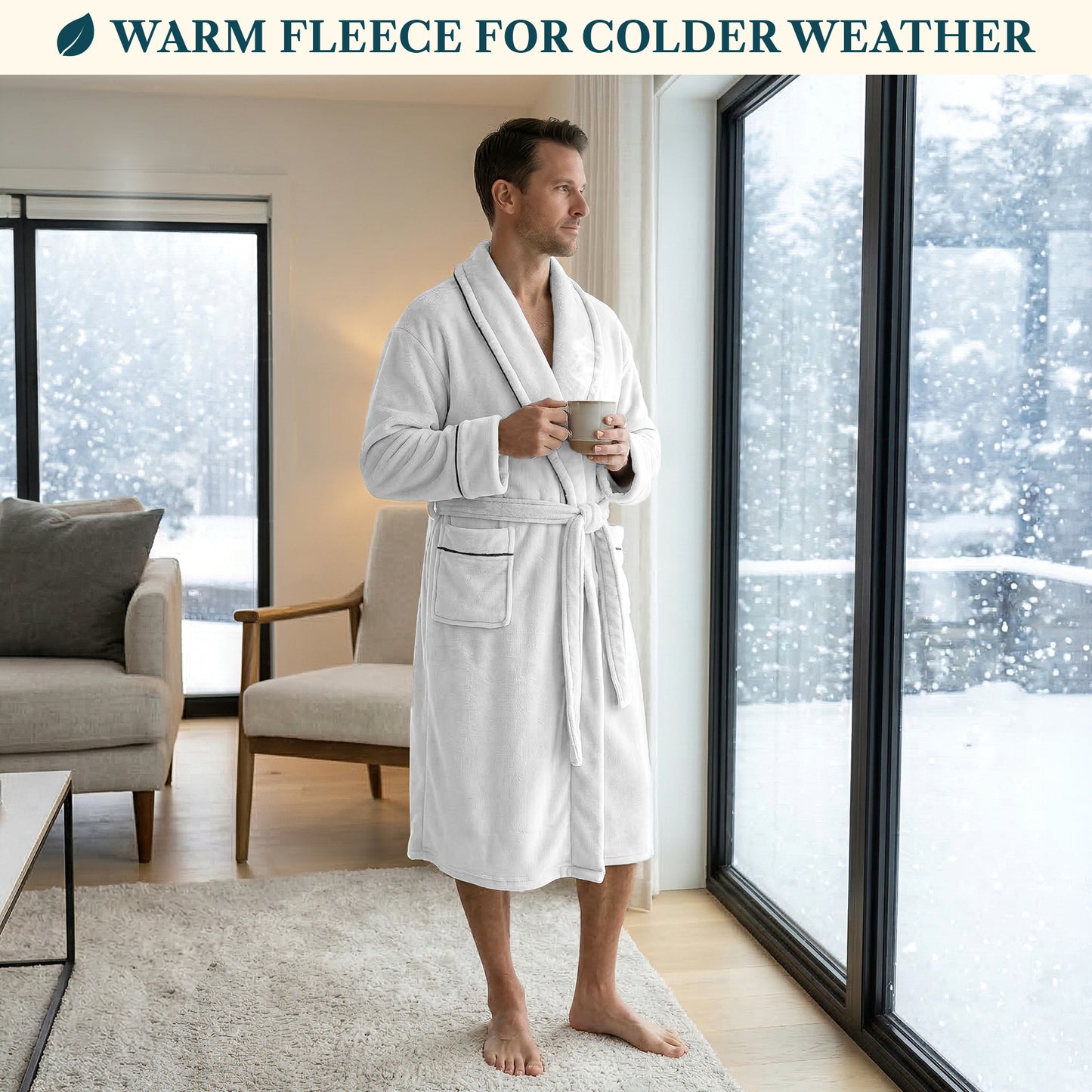 Men's Piping Fleece Robe