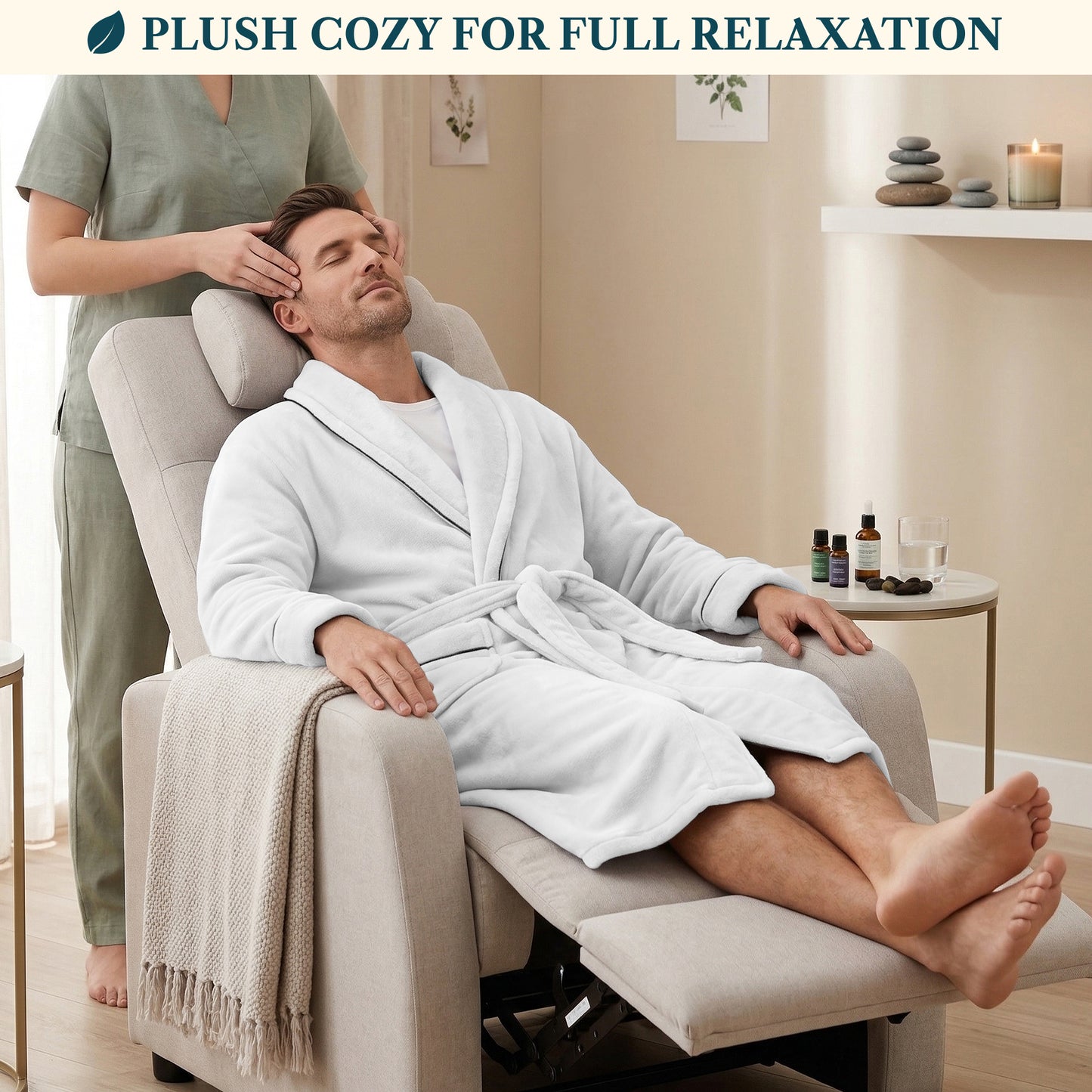 Men's Piping Fleece Robe
