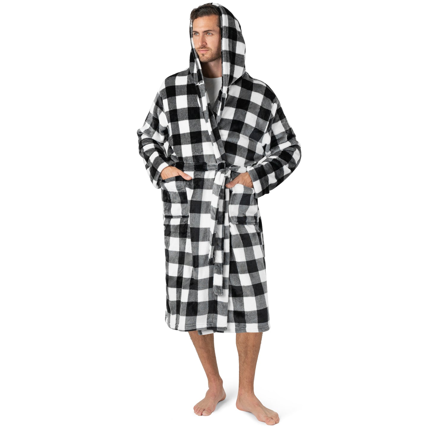 Men's Checkered Robe with Hood