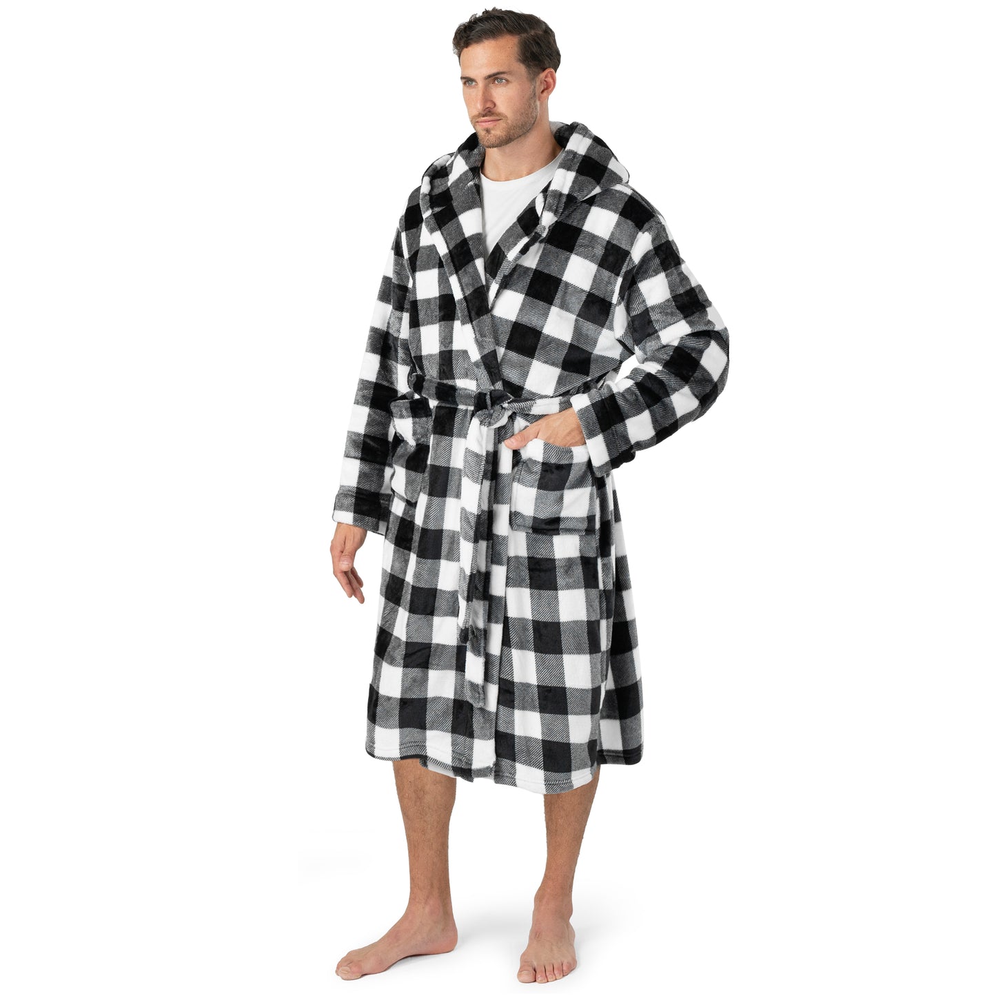 Men's Checkered Robe with Hood
