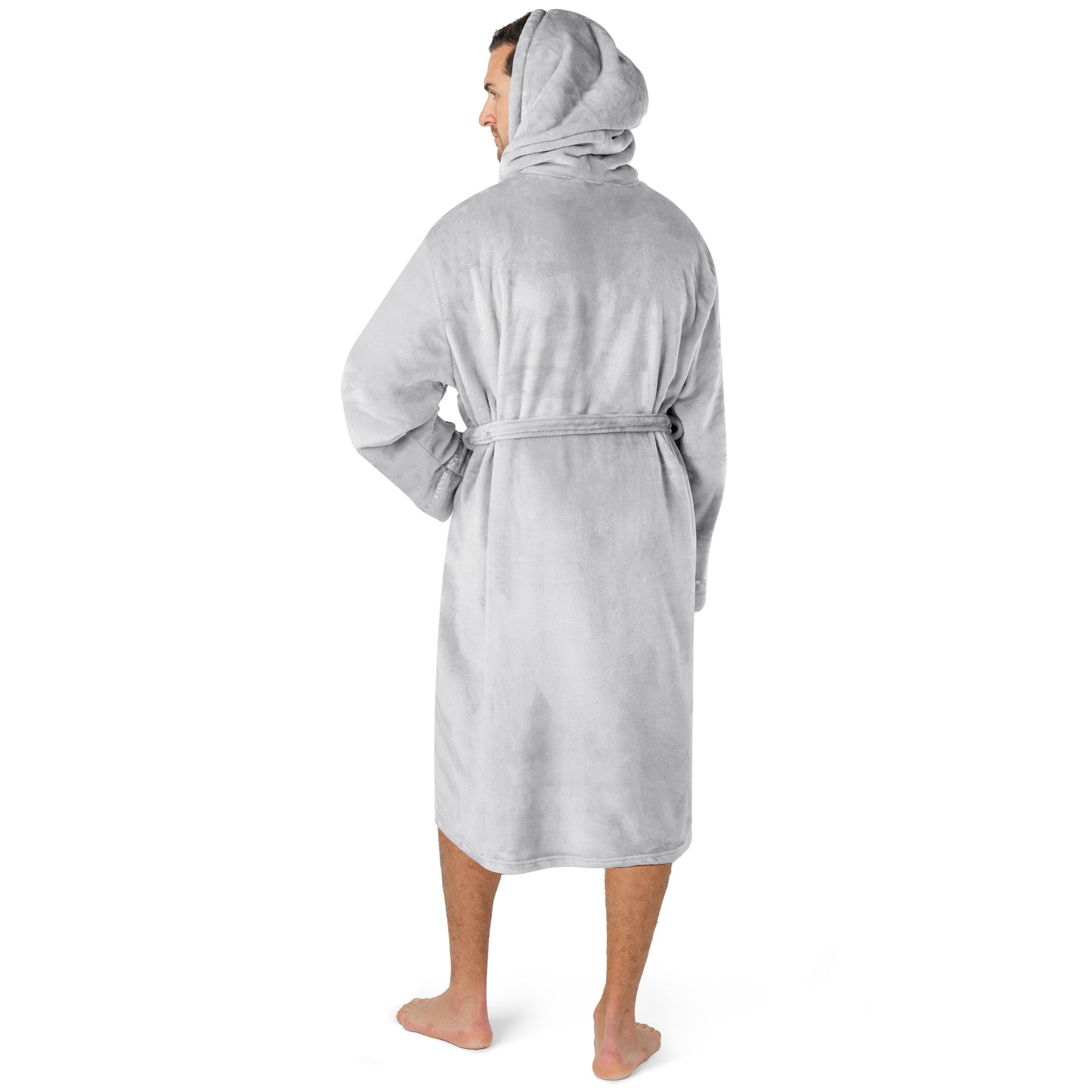 Men's Satin Trim Fleece Robe with Hood