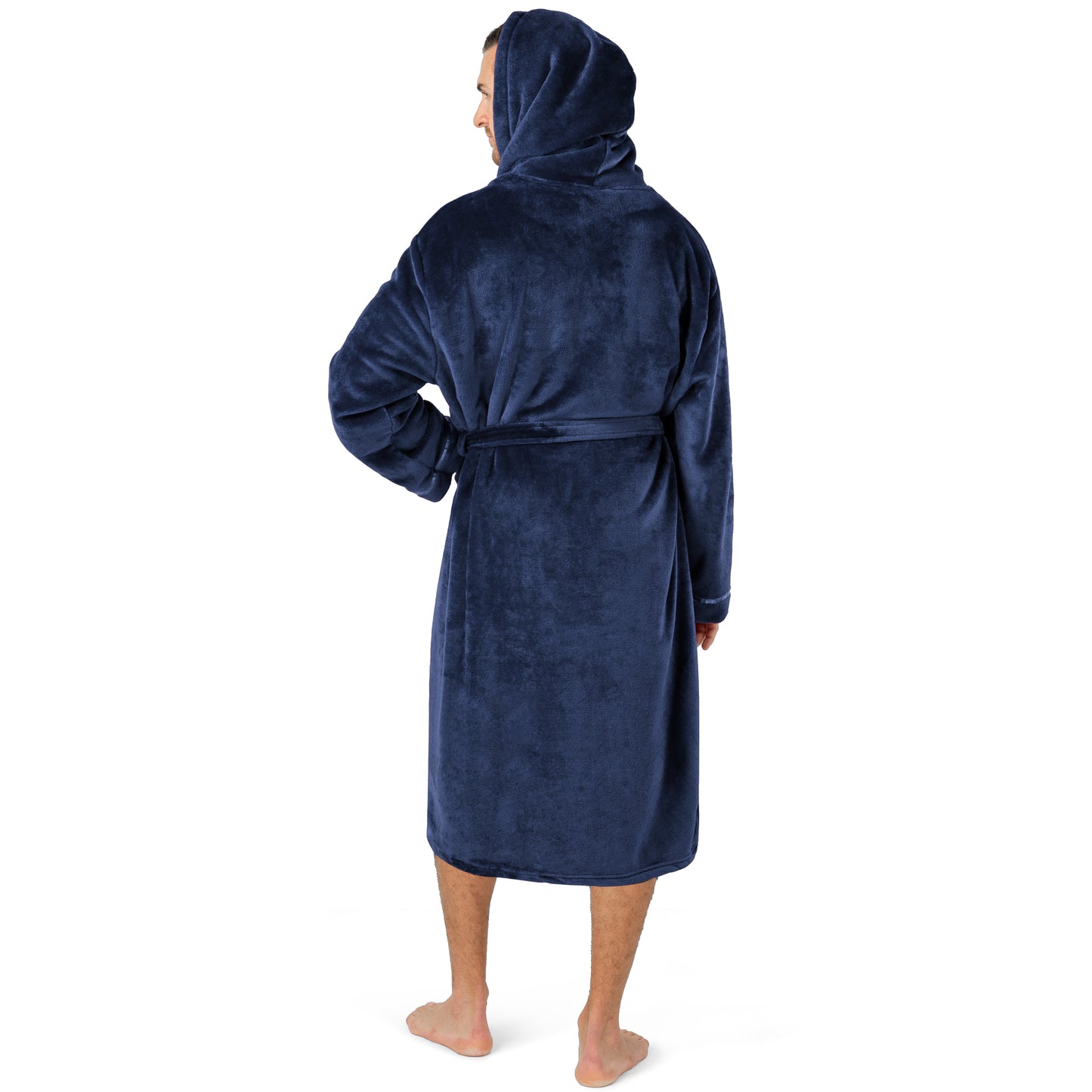 Men's Satin Trim Fleece Robe with Hood