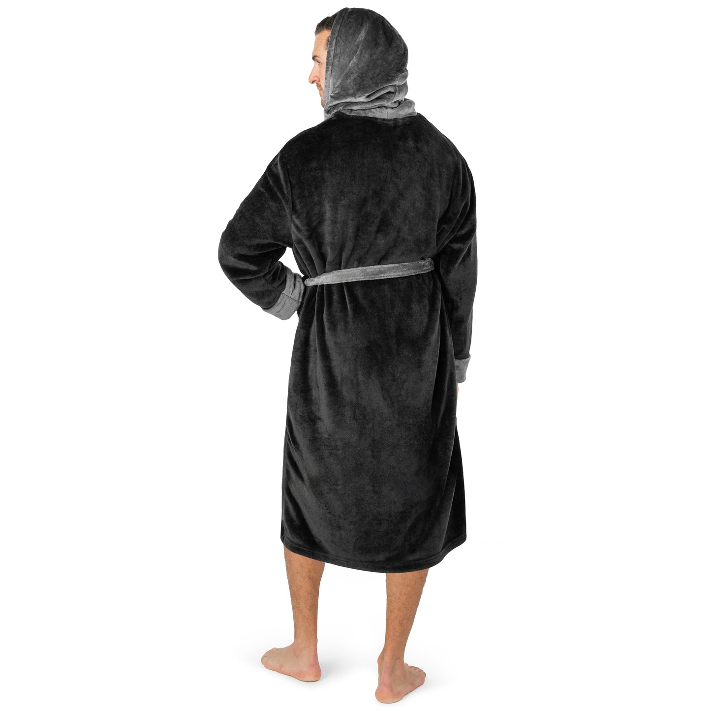 Men's Two-Tone Fleece Robe with Hood