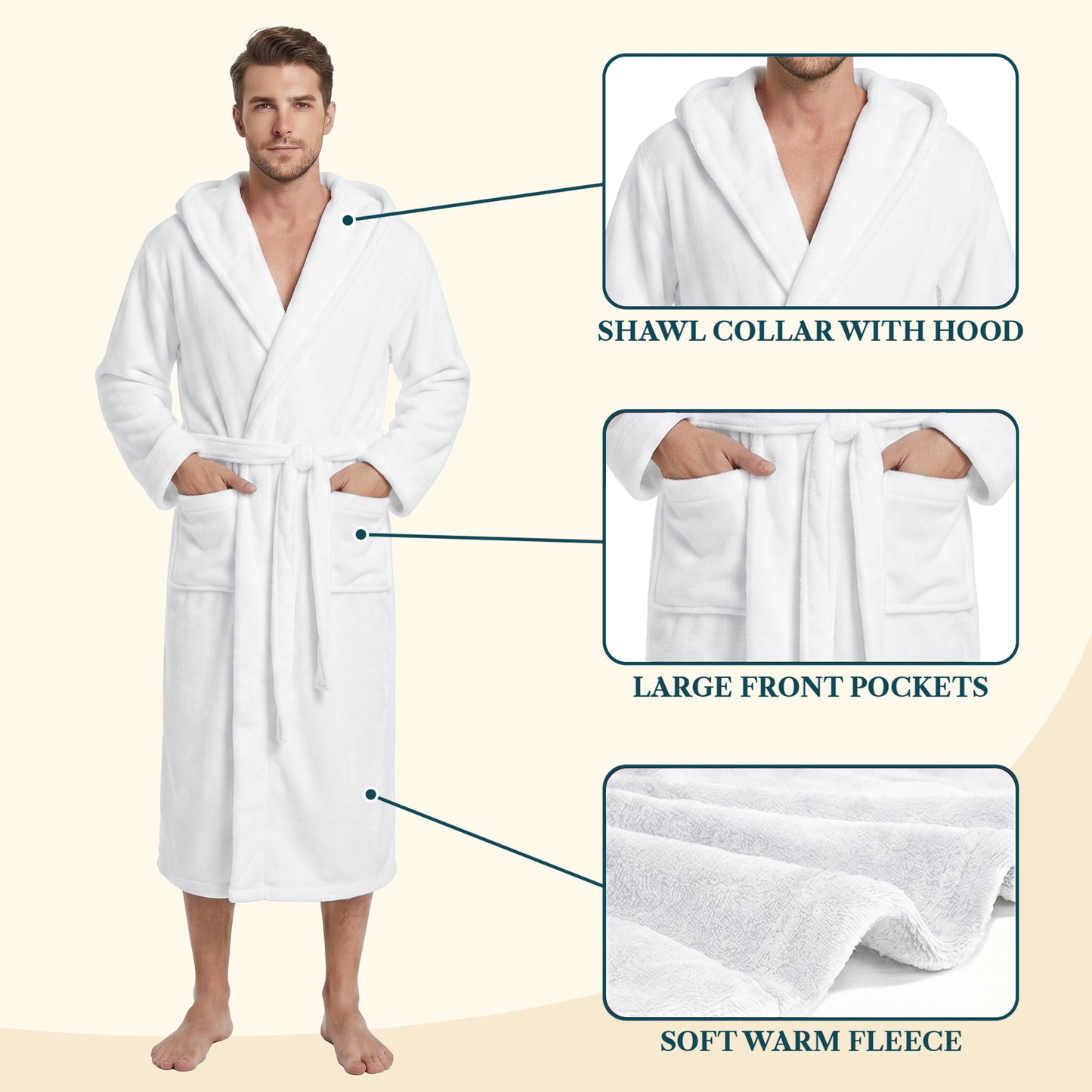 Men's Classic Fleece Robe with Hood