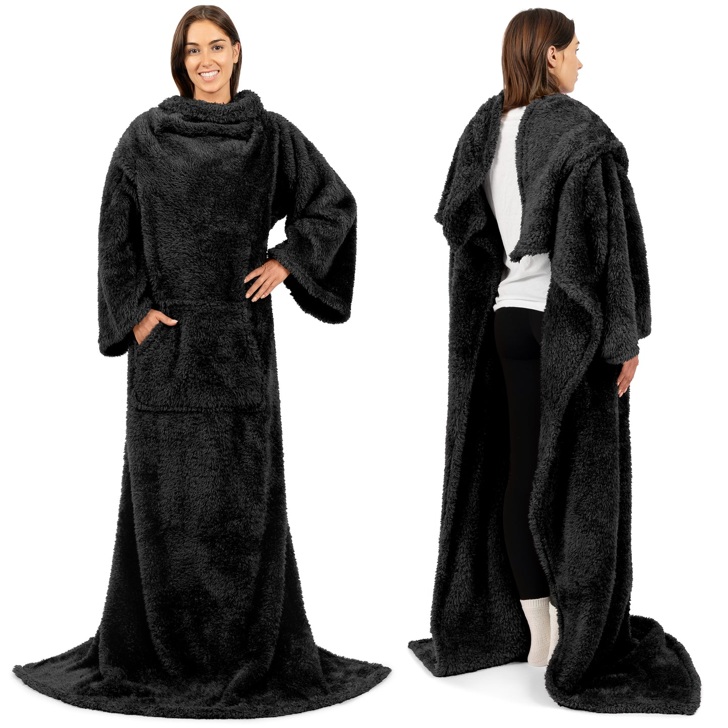 Sherpa Fluffy Blanket with Sleeves