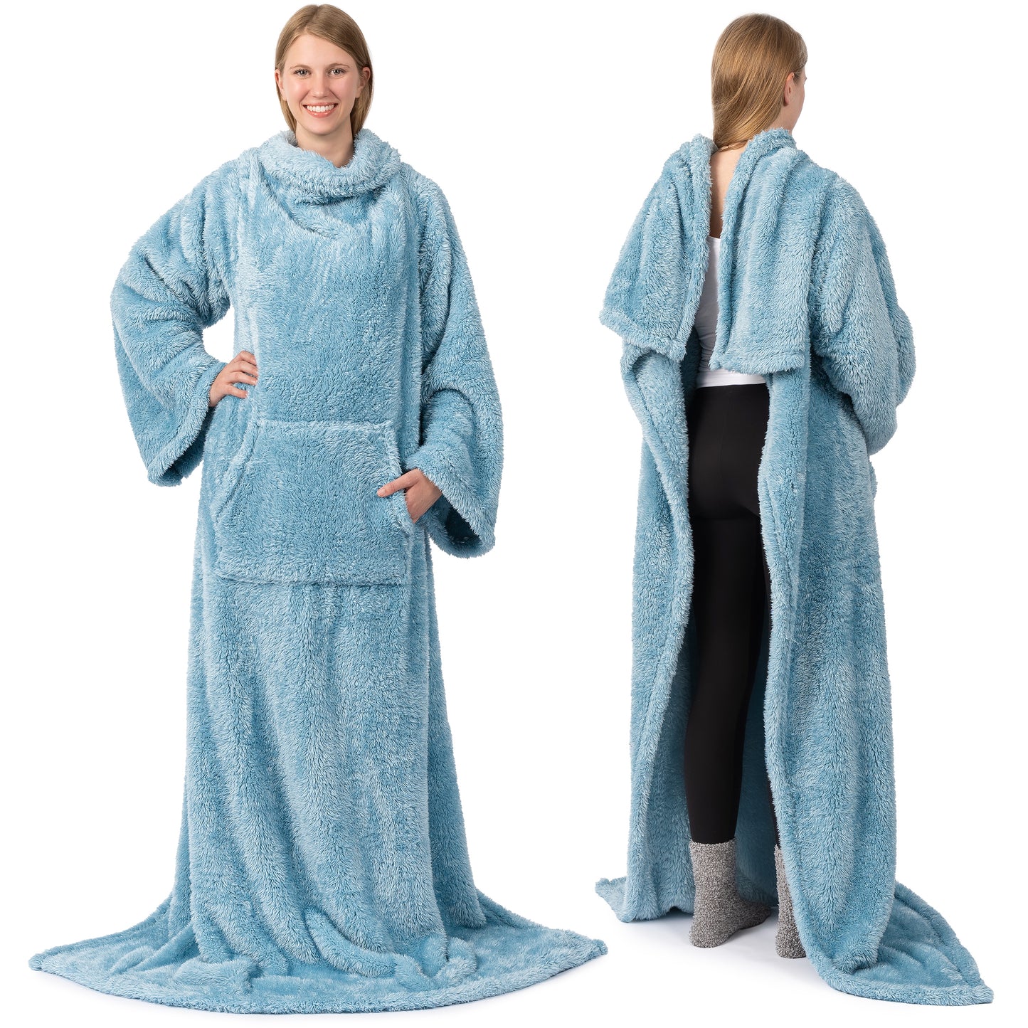 Sherpa Fluffy Blanket with Sleeves