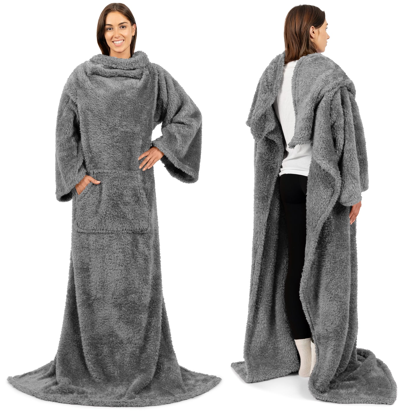Sherpa Fluffy Blanket with Sleeves