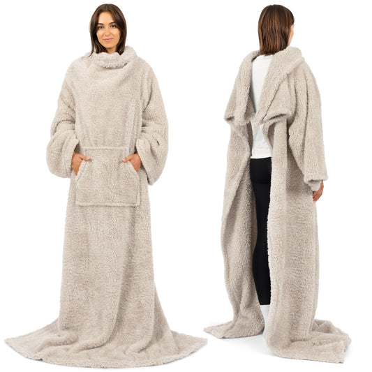 Sherpa Fluffy Blanket with Sleeves