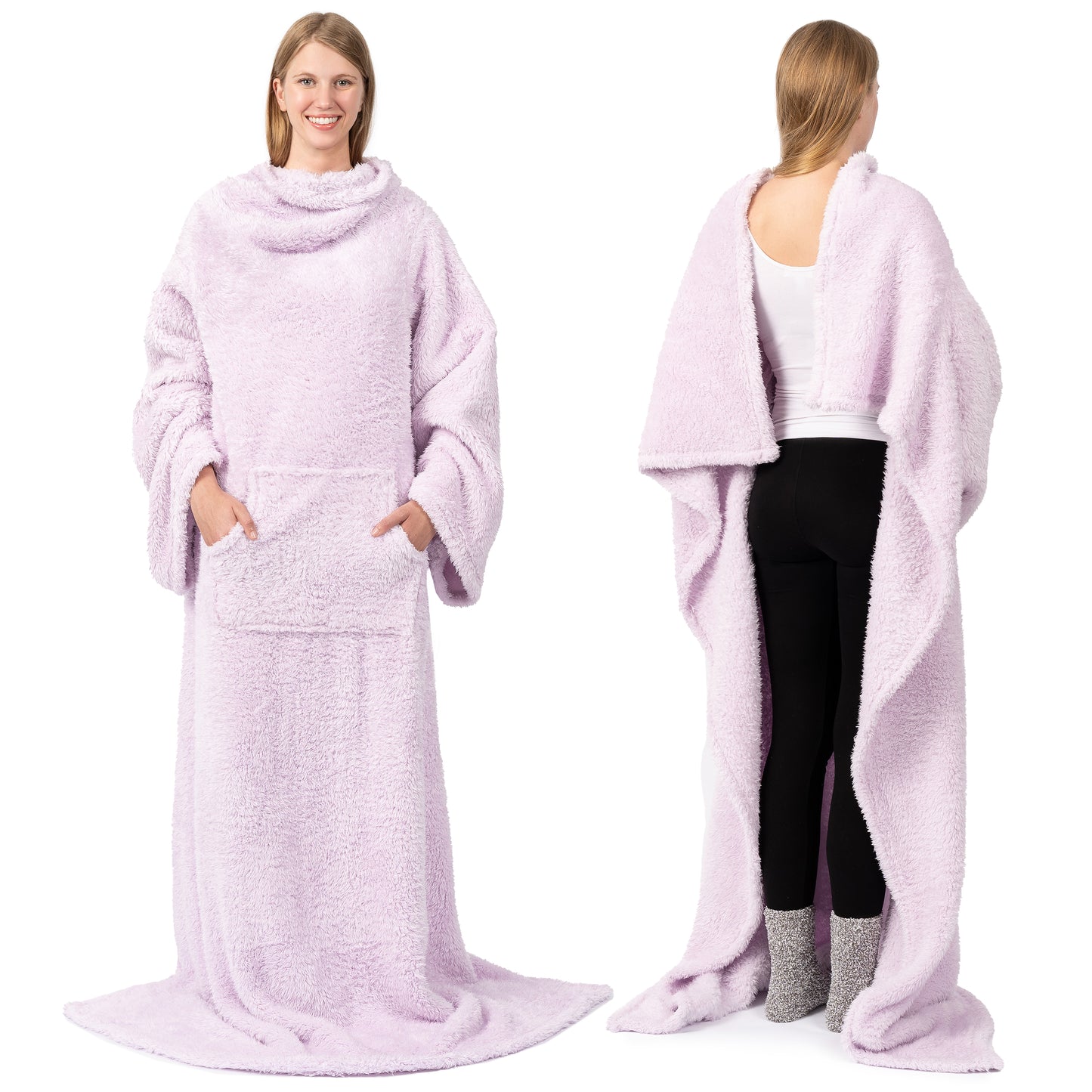 Sherpa Fluffy Blanket with Sleeves