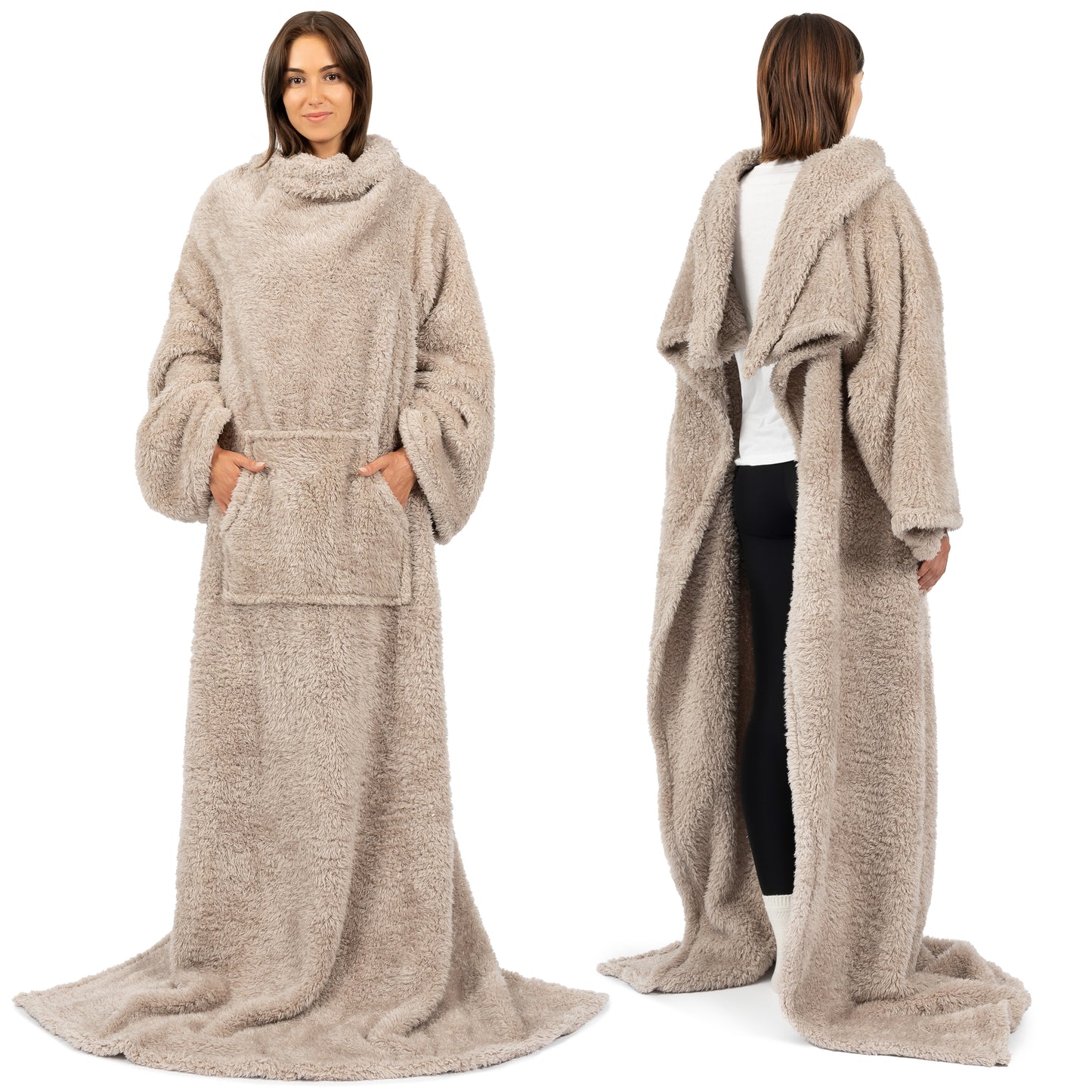 Sherpa Fluffy Blanket with Sleeves