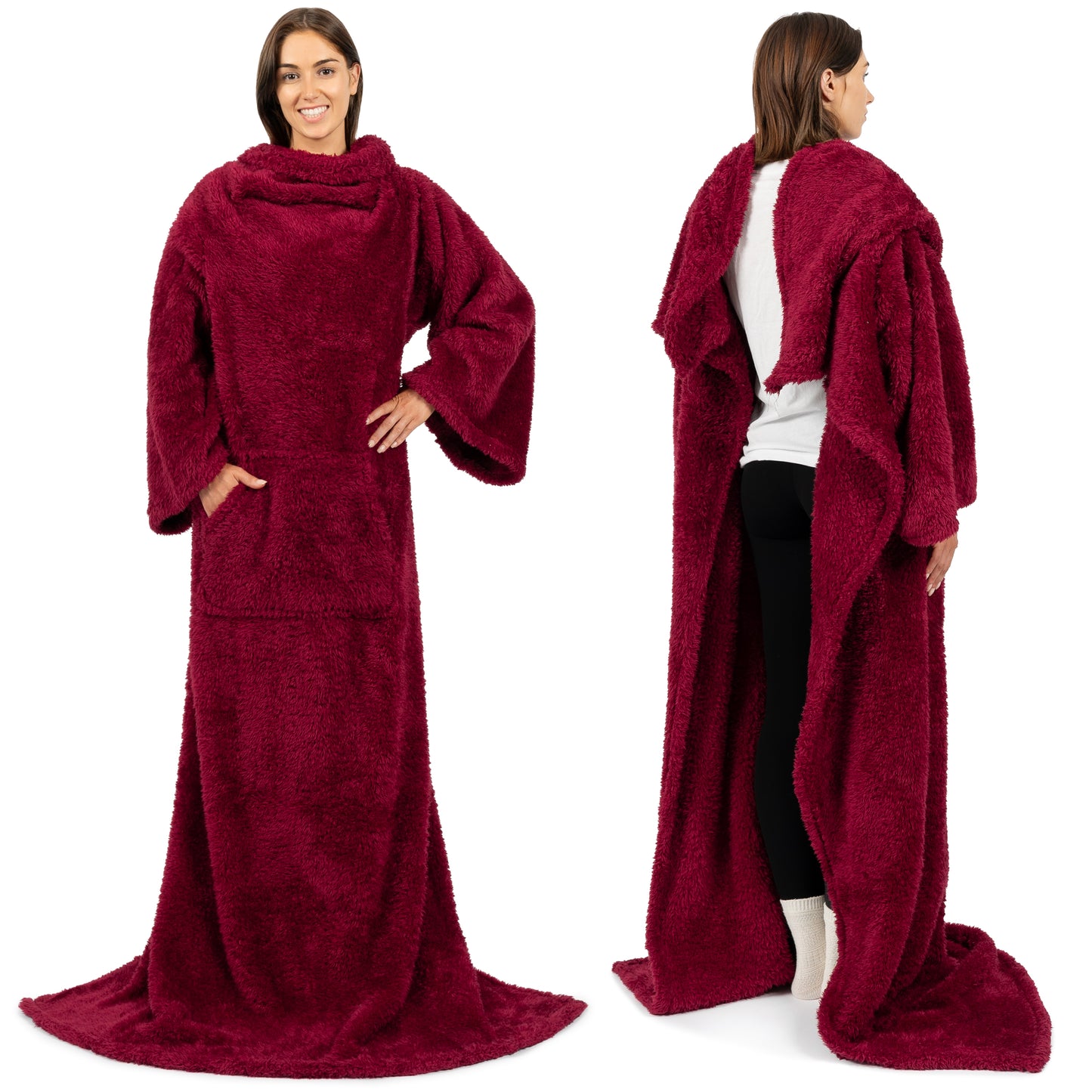 Sherpa Fluffy Blanket with Sleeves