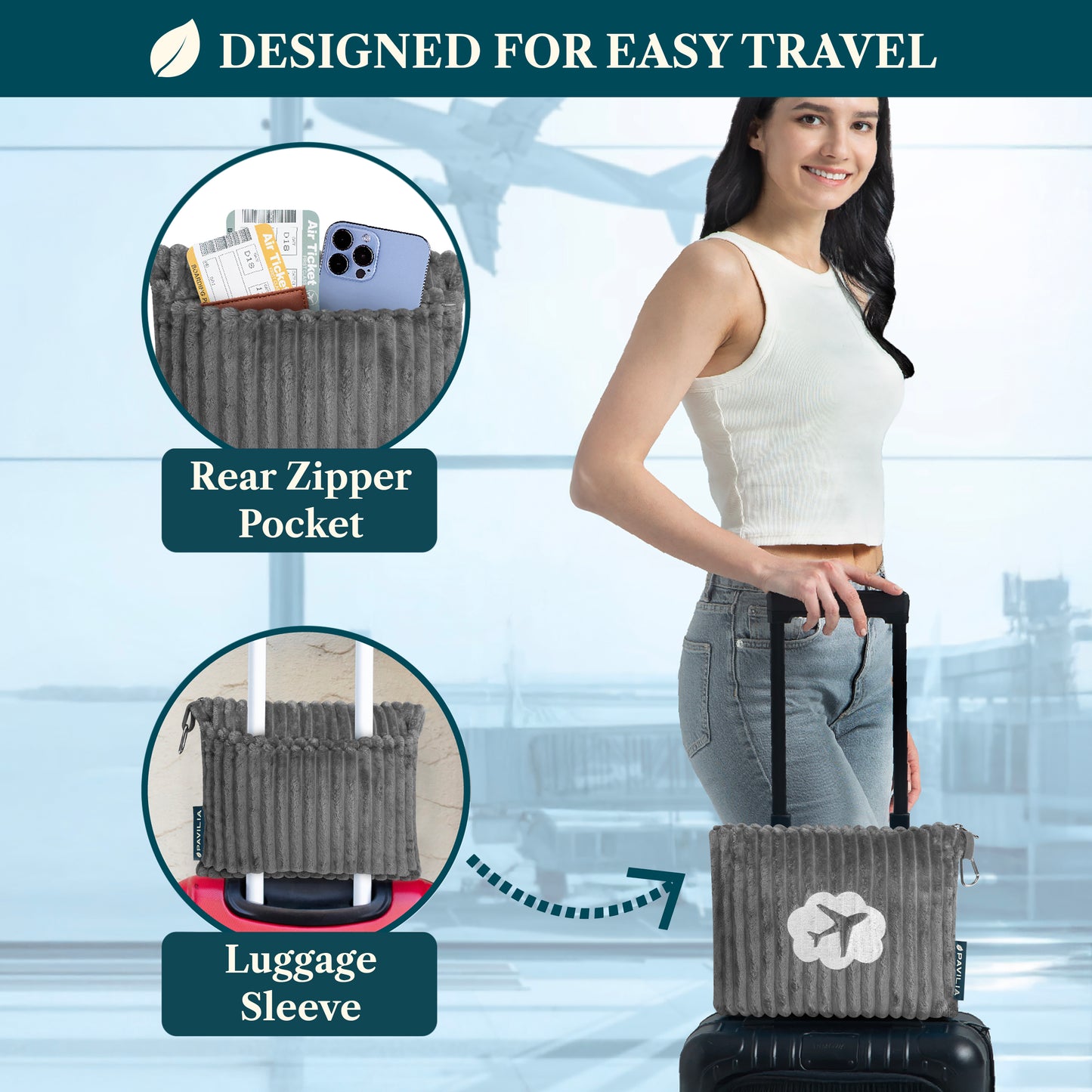 Airplane Fleece Travel Blanket Pillow