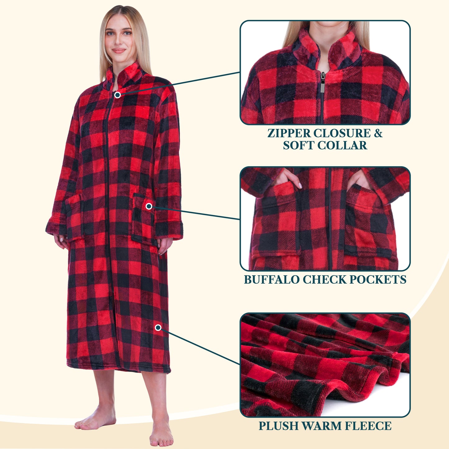 Women's Housecoat Zipper Robe