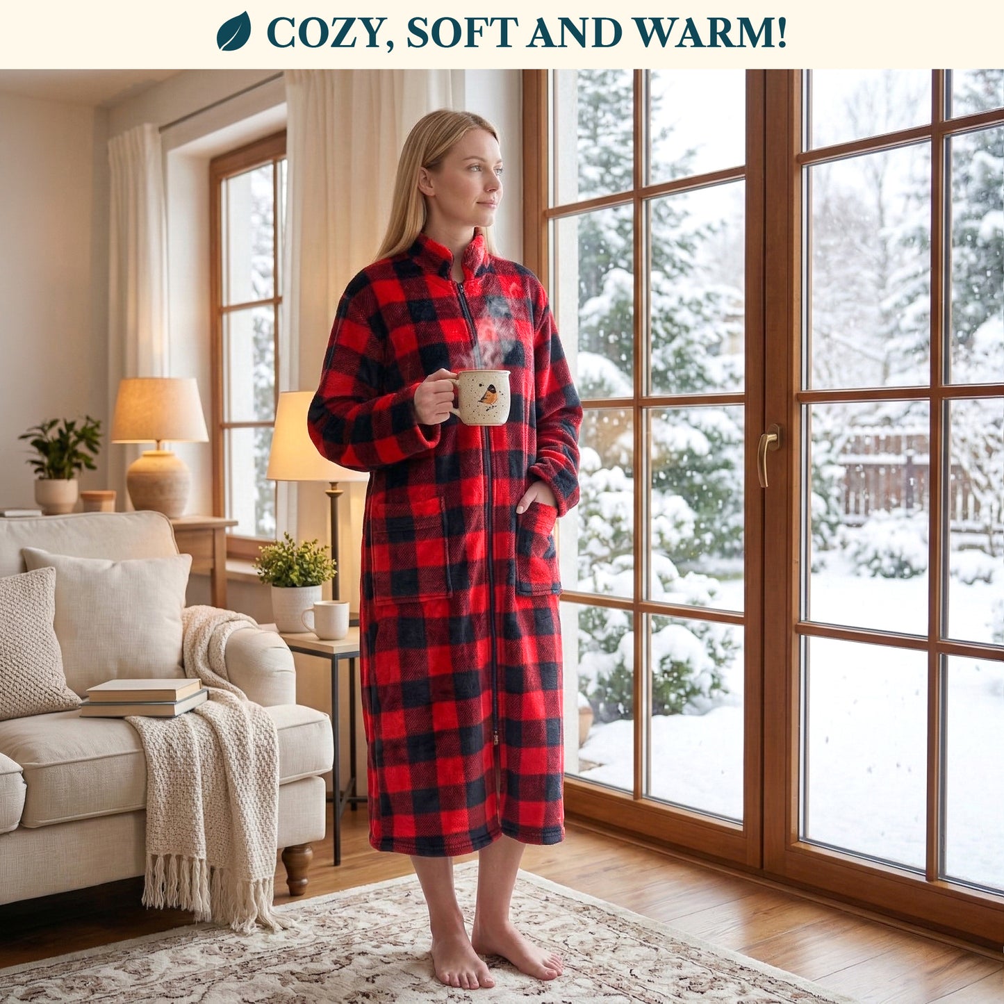 Women's Housecoat Zipper Robe