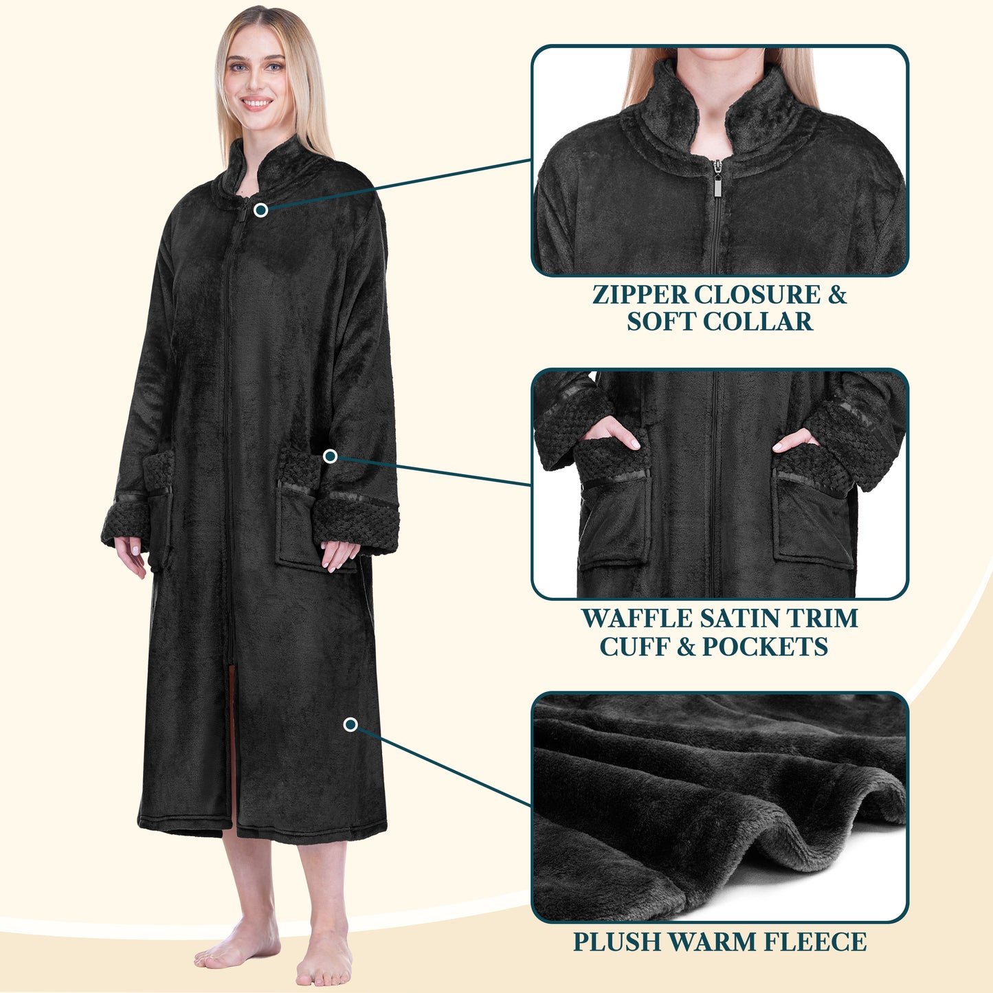 Women's Housecoat Zipper Robe