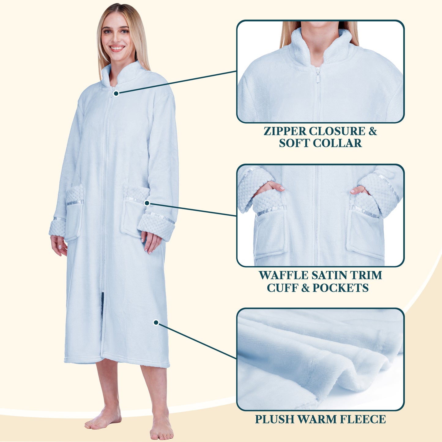 Women's Housecoat Zipper Robe