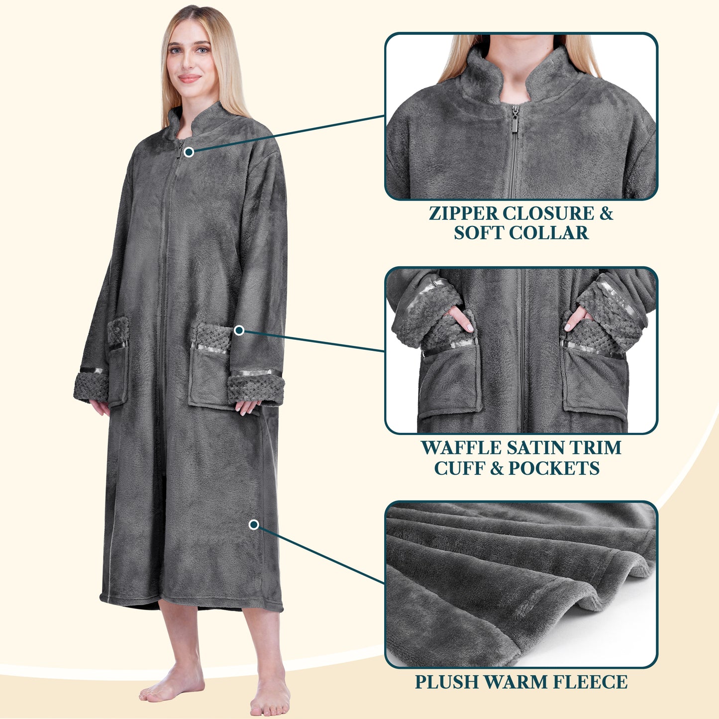 Women's Housecoat Zipper Robe