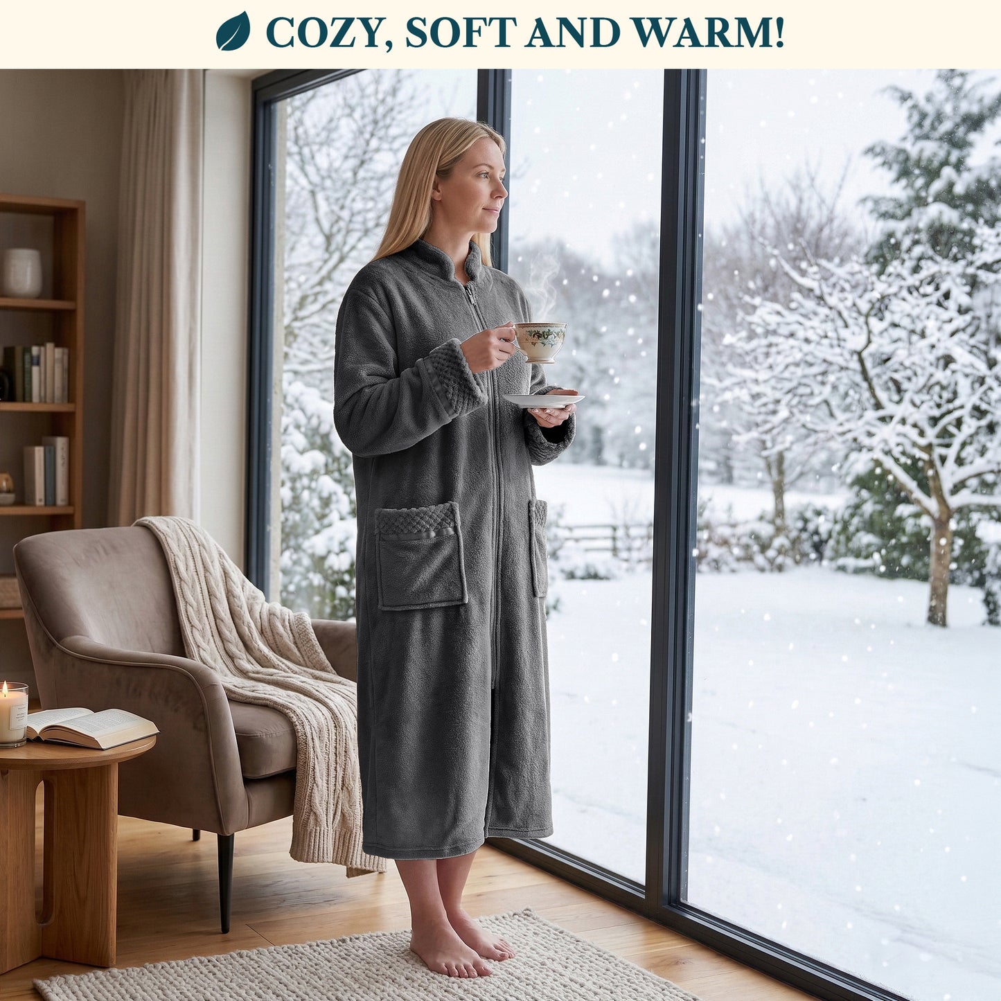 Women's Housecoat Zipper Robe