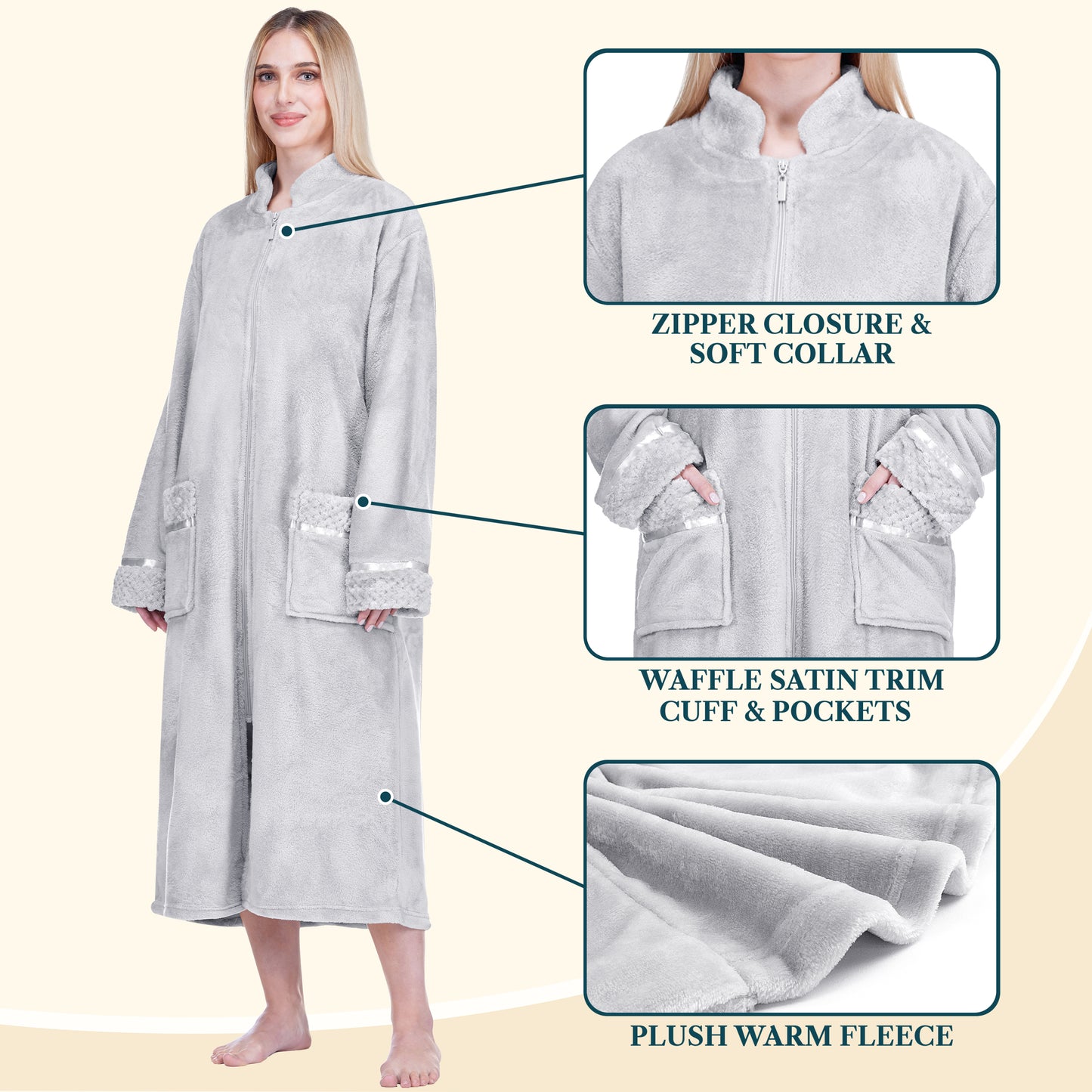 Women's Housecoat Zipper Robe
