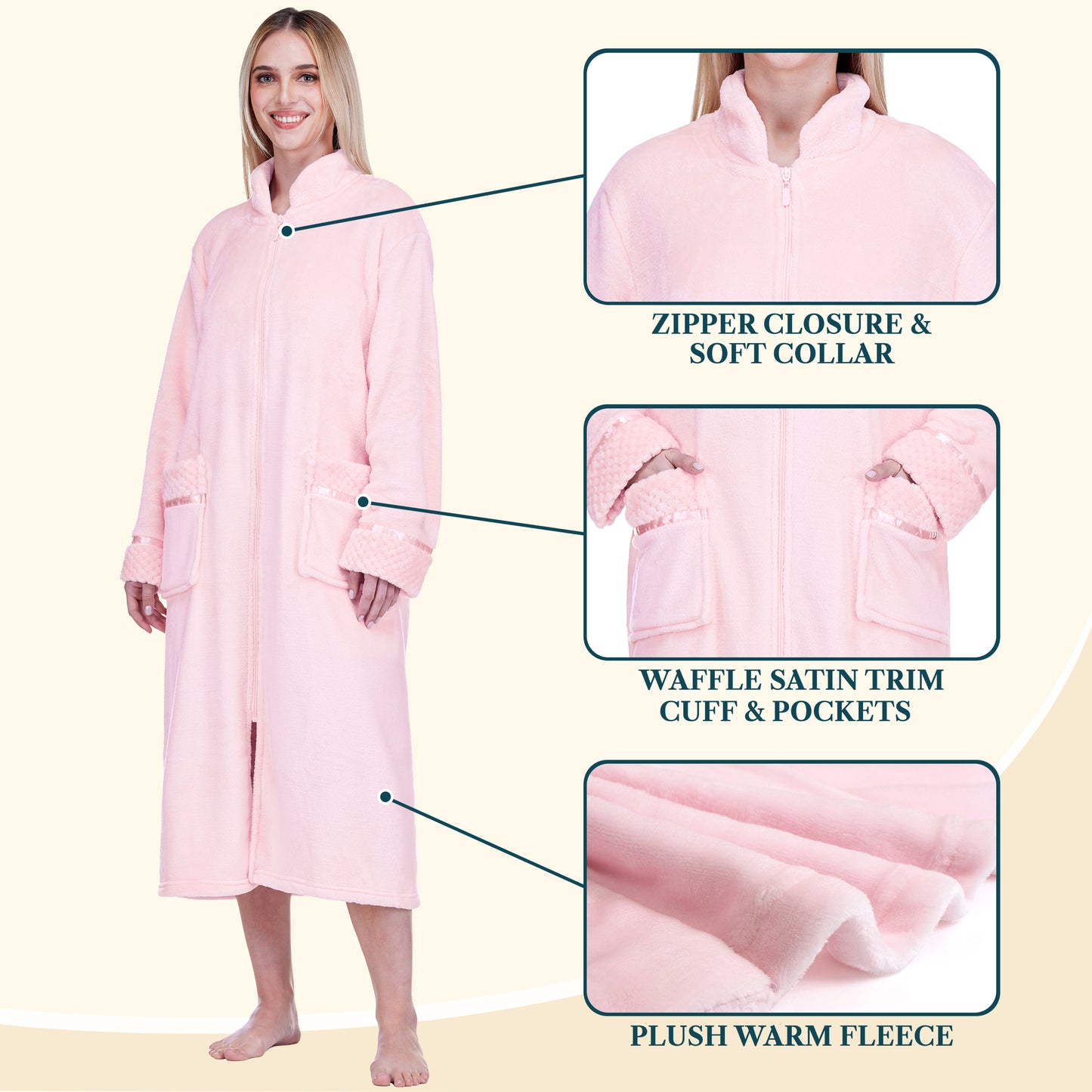 Women's Housecoat Zipper Robe