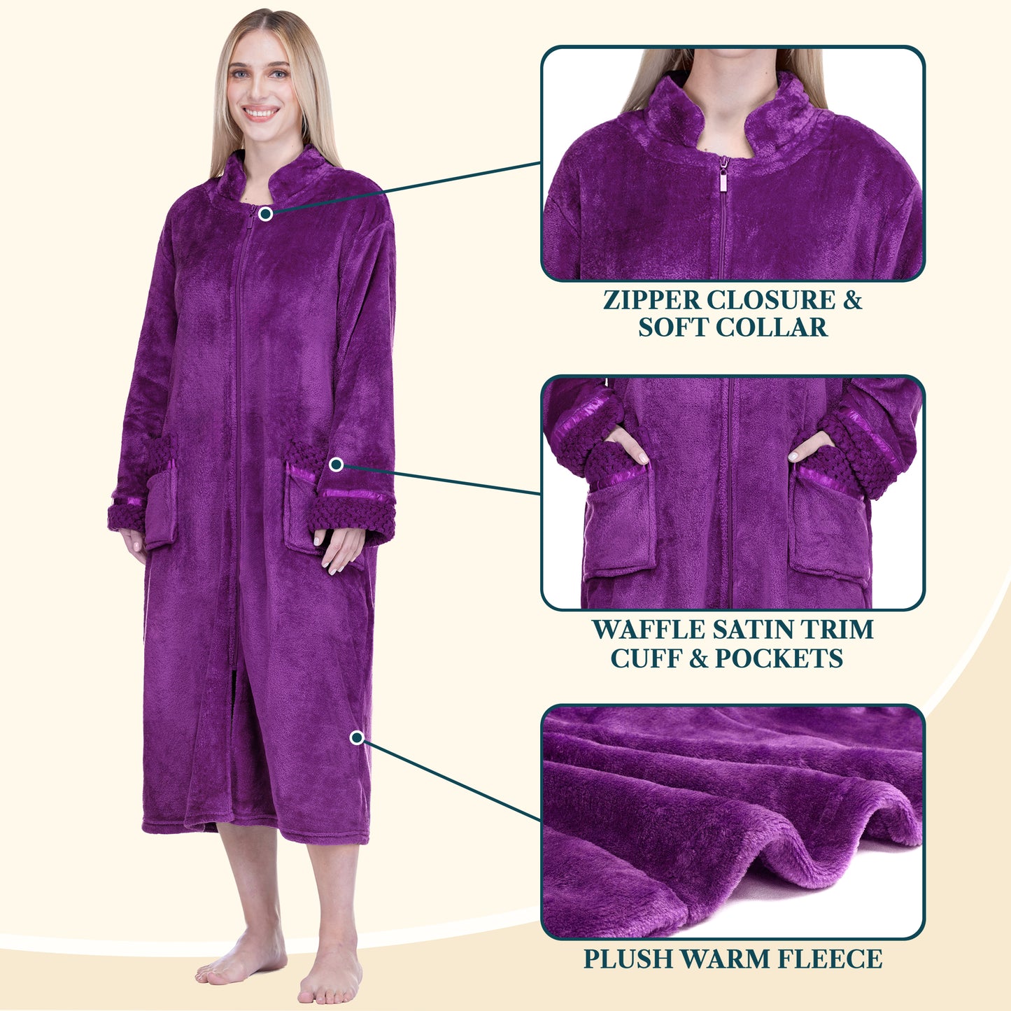 Women's Housecoat Zipper Robe