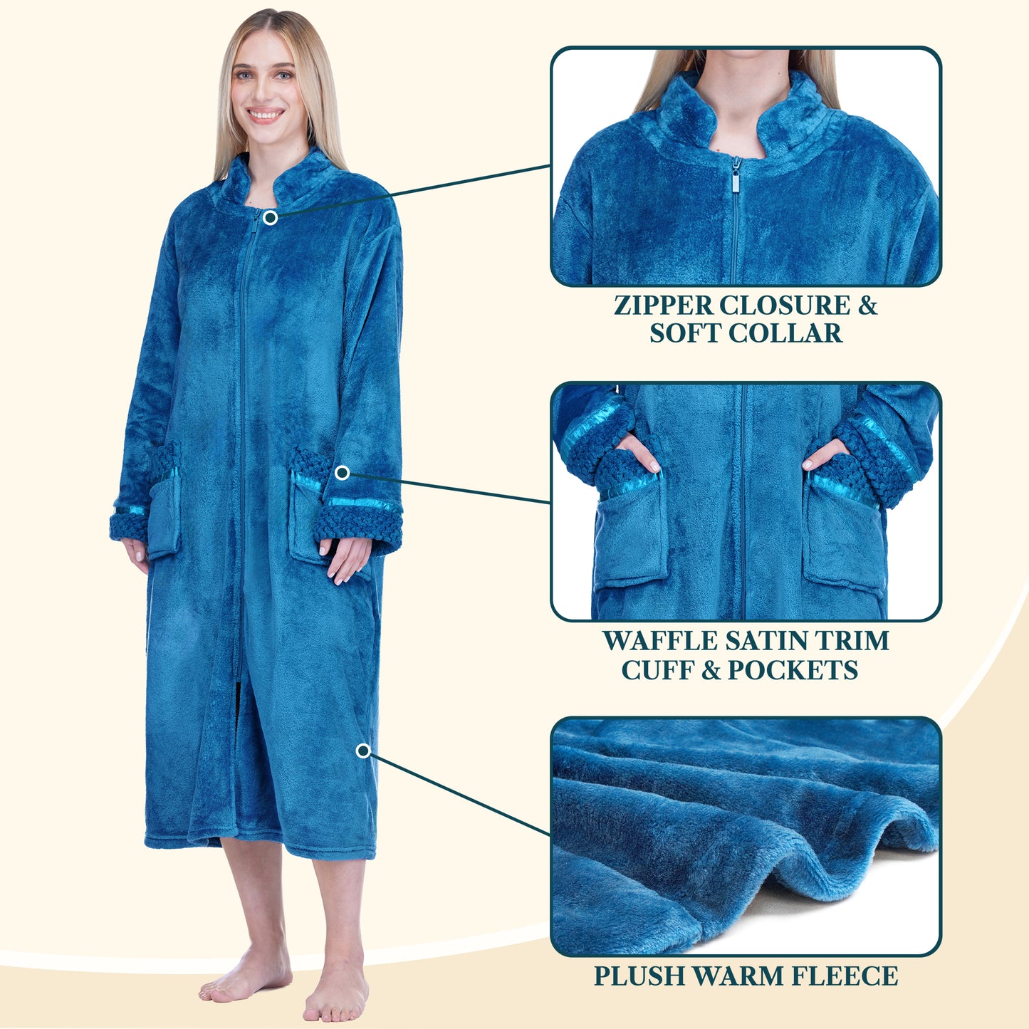 Women's Housecoat Zipper Robe