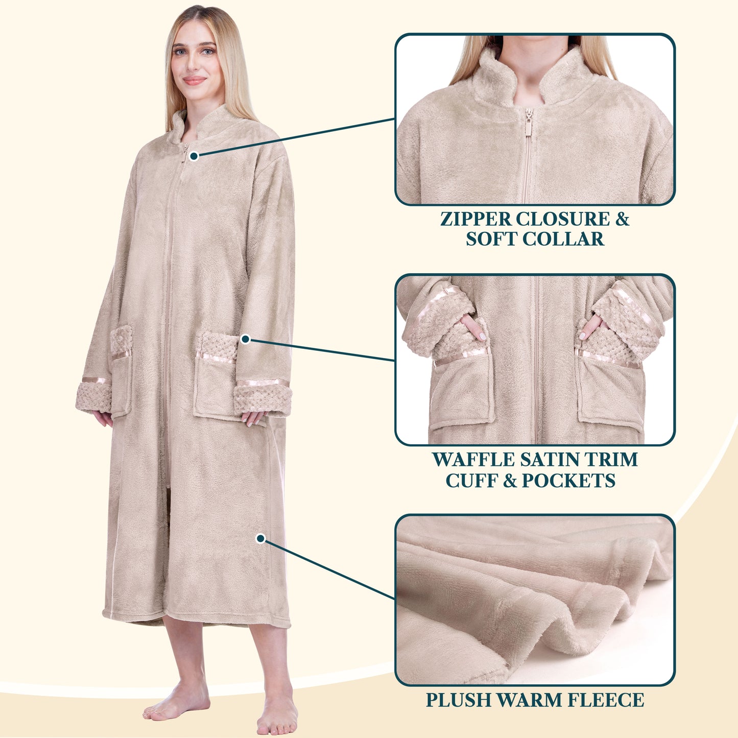 Women's Housecoat Zipper Robe